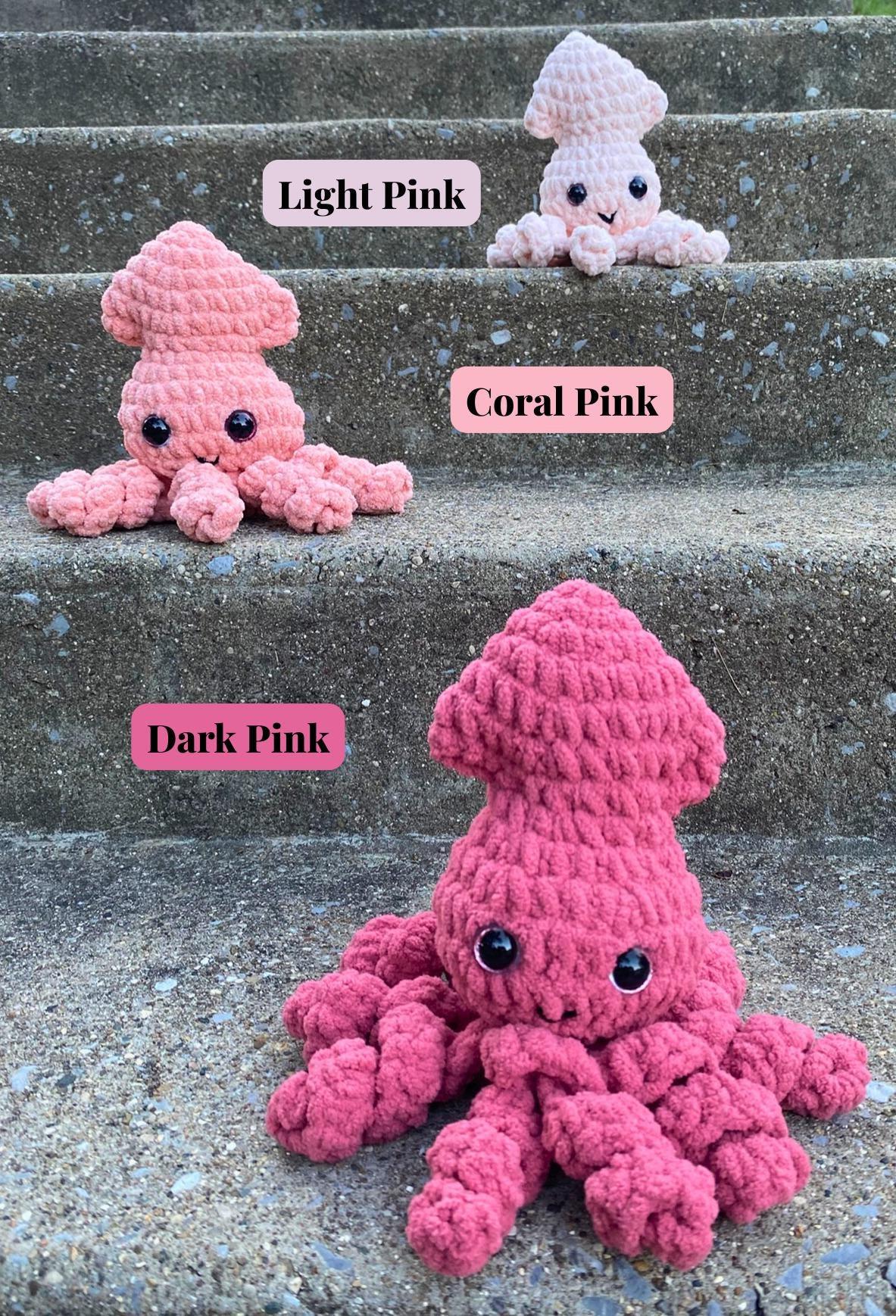 Crochet Squid Plushie, Handmade Stuffed Animal Toy, Ocean & Summer Decor, 3 Color Options, Ages 3+ thumbnail 8