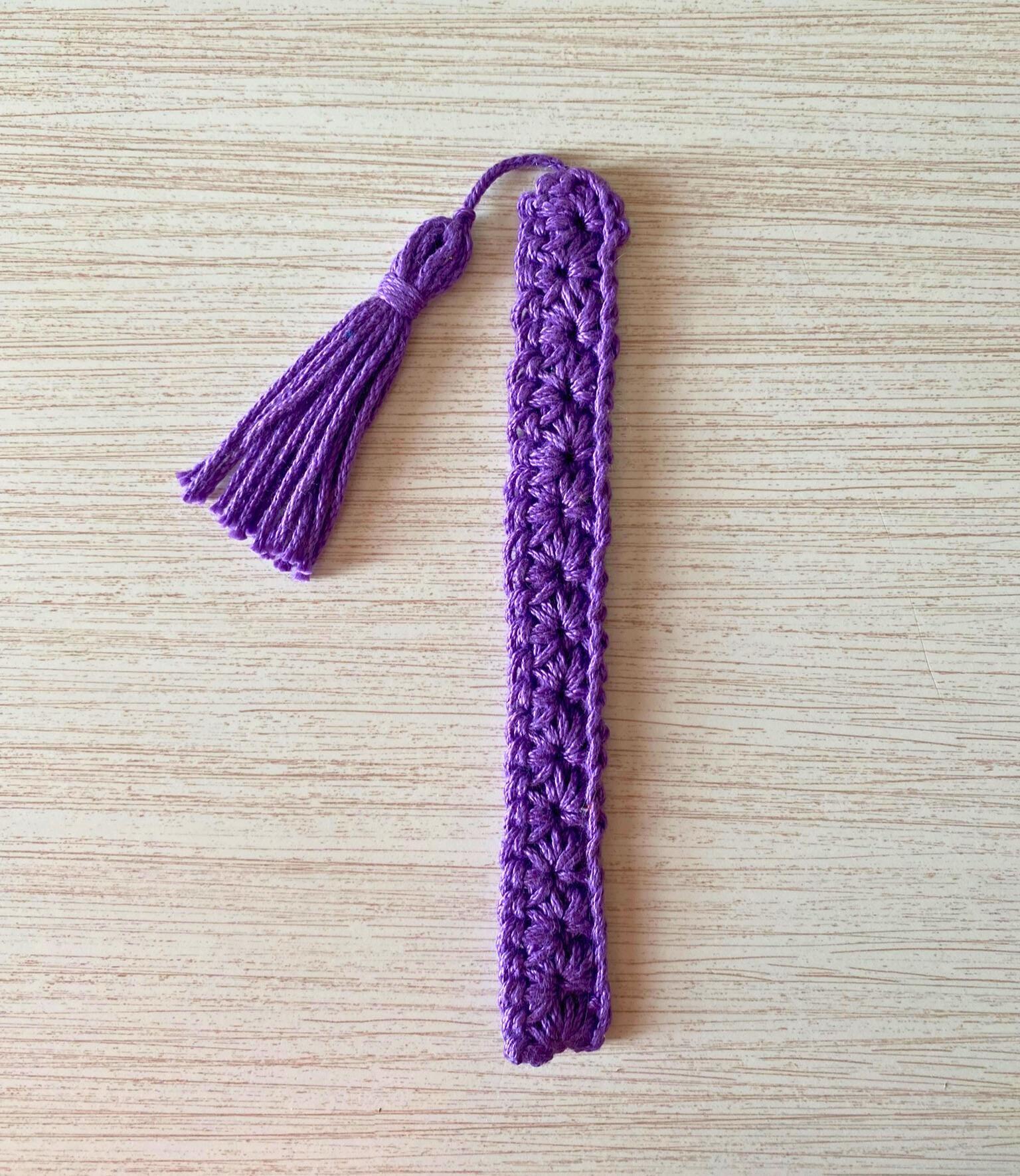 Purple & White Bookmark Set of 3, Crochet Cotton Bookmarks, Gift for Book Lover, Reading Present for Bookworm, Literary Stocking Stuffer thumbnail 8