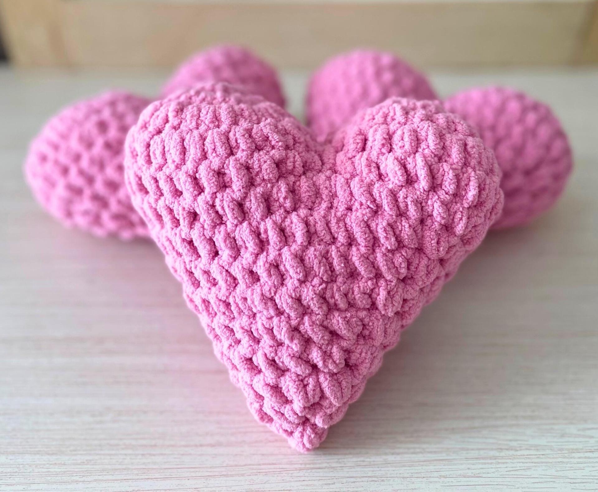 Crochet Heart Plushie, Heart Shaped Mini Pillow thumbnail 2