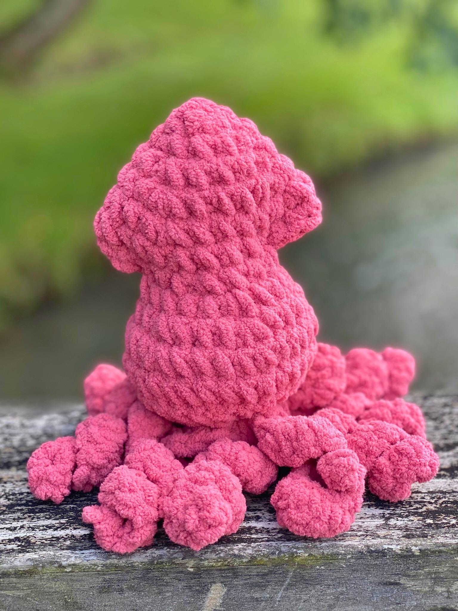 Crochet Squid Plushie, Handmade Stuffed Animal Toy, Ocean & Summer Decor, 3 Color Options, Ages 3+ thumbnail 3