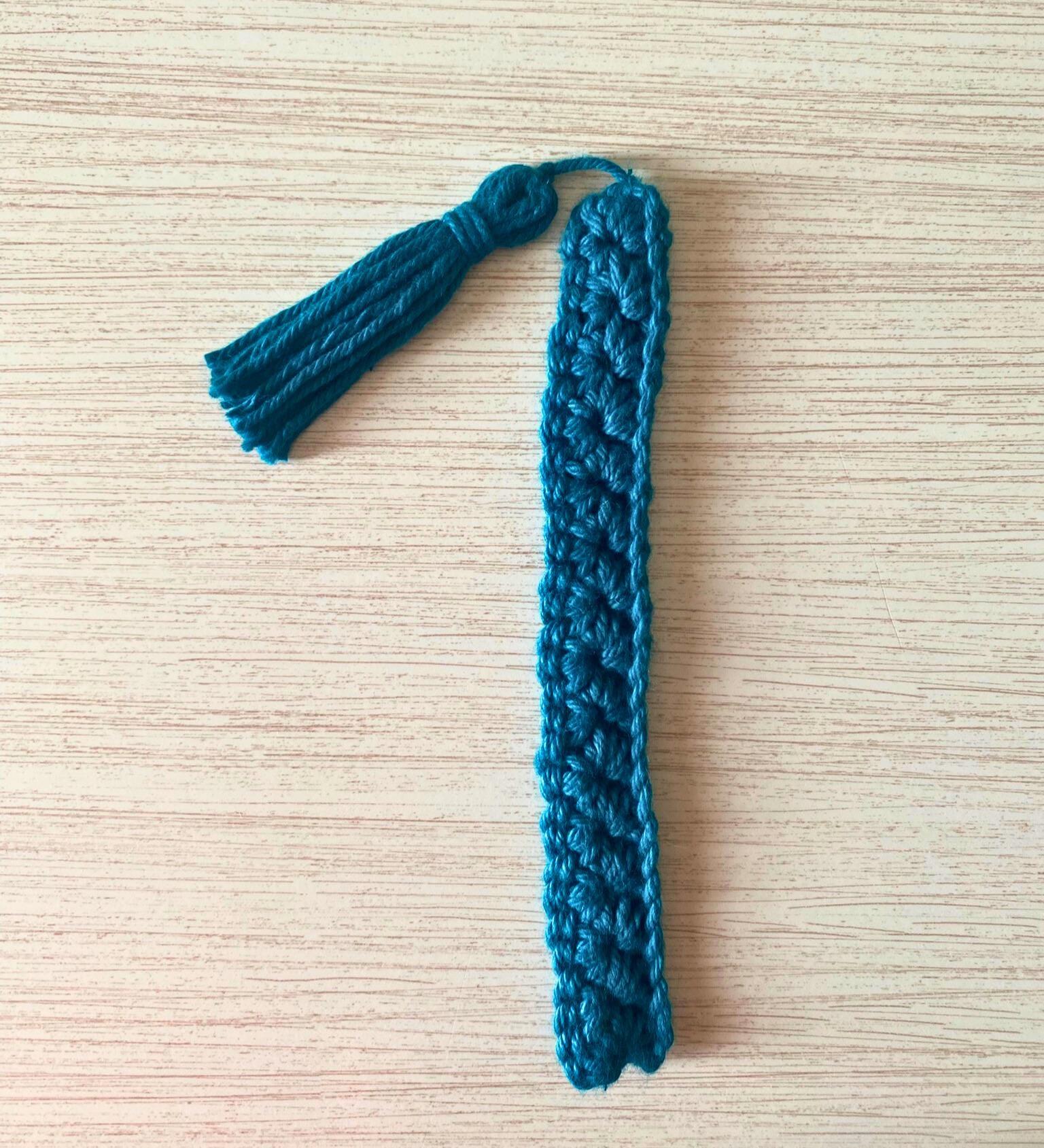 Blue Crochet Bookmark Set of 3, Handmade Book Lover Gift, Winter Reading Present, Stocking Stuffer for Book Worm, Winter Colored Bookmarks thumbnail 9