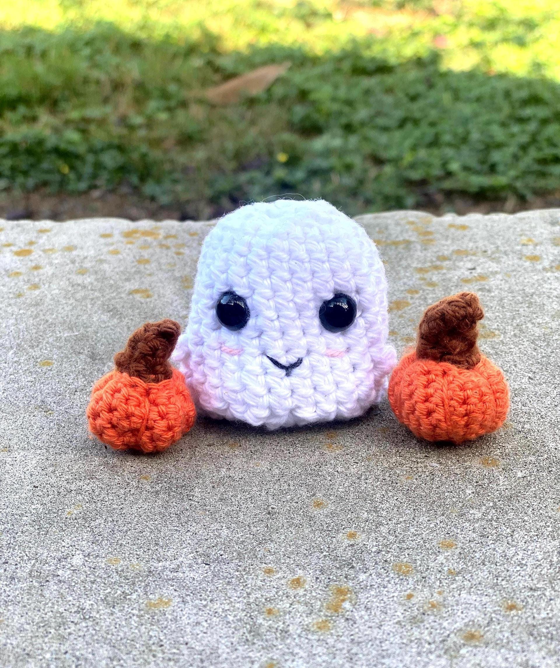 Crochet Baby Ghost and Mini Pumpkins Set,  Whimsical Spooky Season, Cute Halloween Gift, Halloween Decor, Fall Amigurumi, Tiny Pumpkin Set thumbnail 4