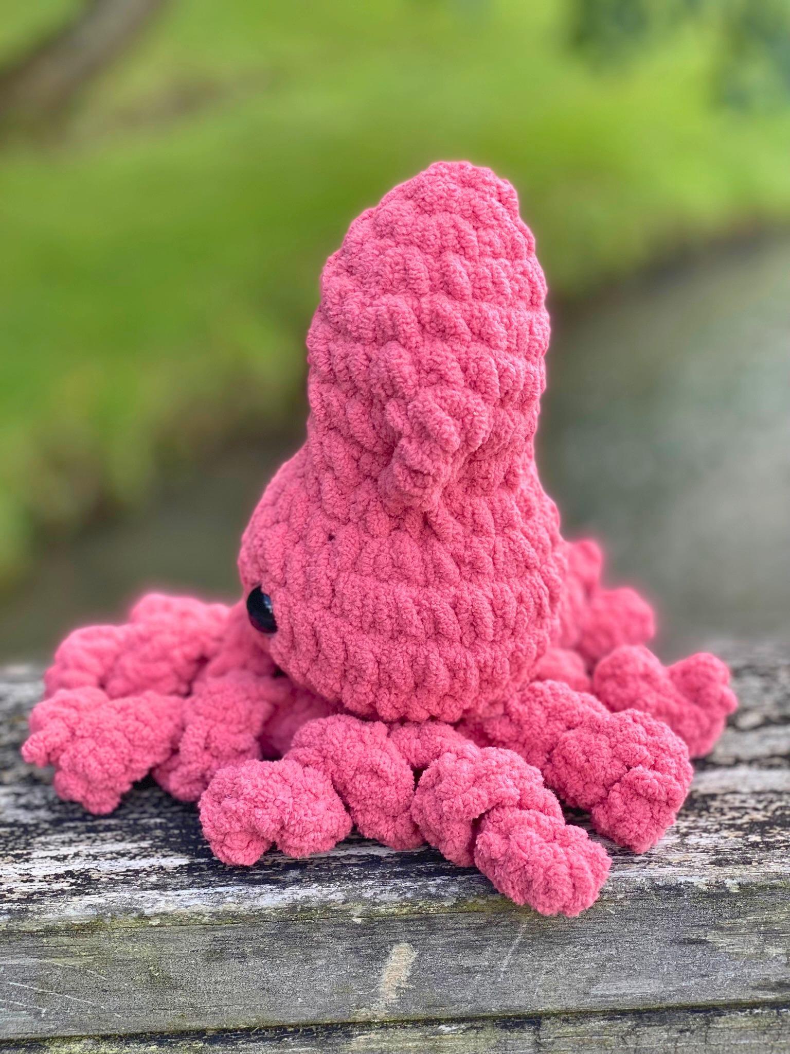 Crochet Squid Plushie, Handmade Stuffed Animal Toy, Ocean & Summer Decor, 3 Color Options, Ages 3+ thumbnail 5