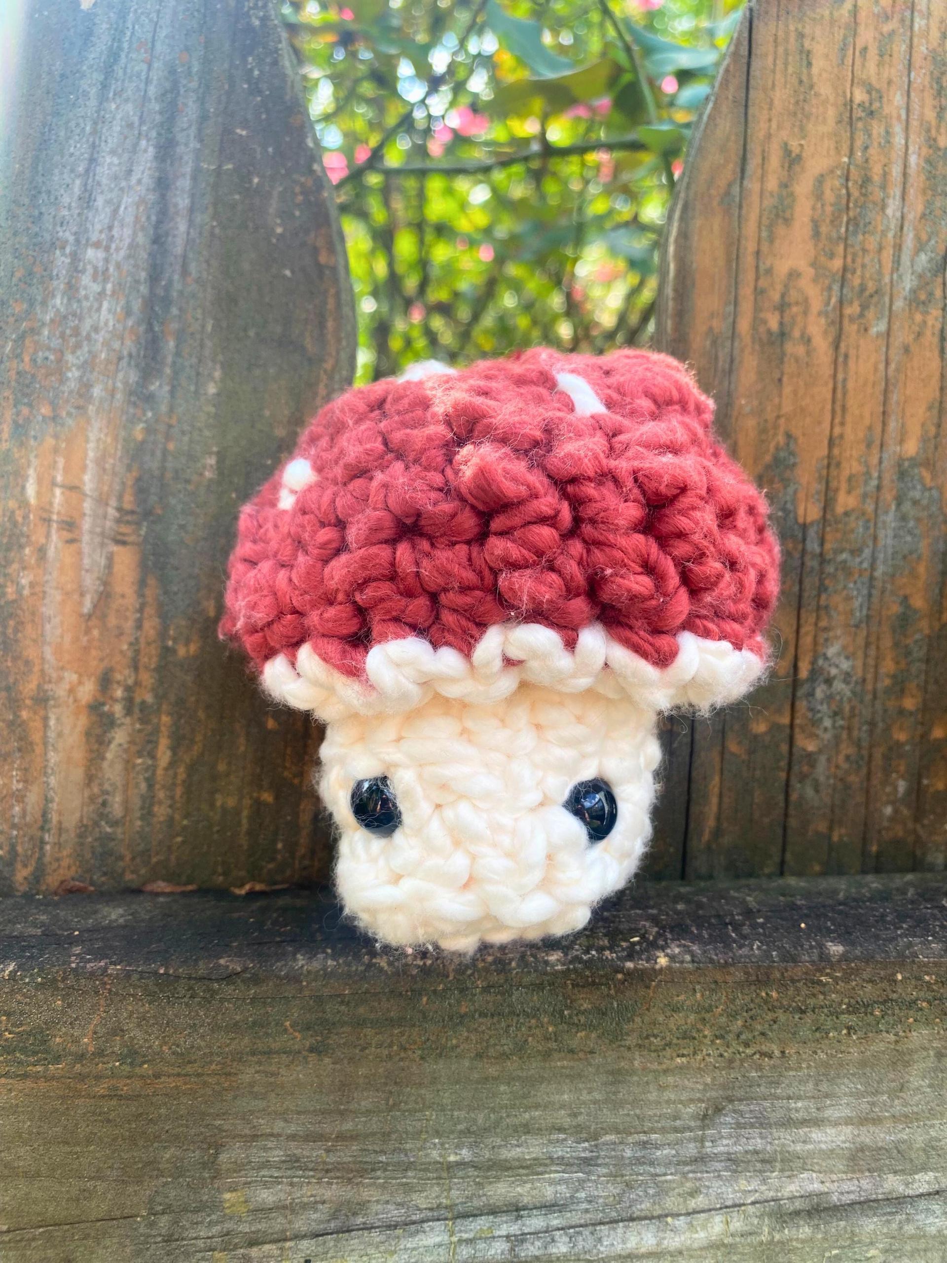 Crochet Mushroom Plushie: Handmade Cotton Mushie Pop with Embroidered Cap thumbnail 11