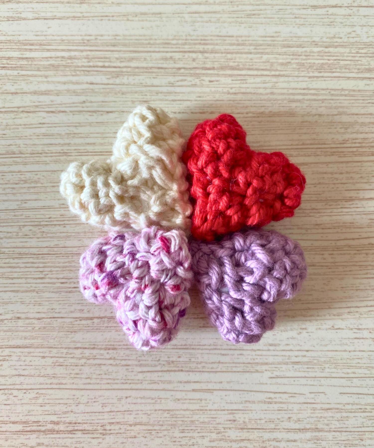 Crochet Mini Hearts, Tiny Heart Set, Amigurumi Cotton Heart Set, Custom Colors thumbnail 5
