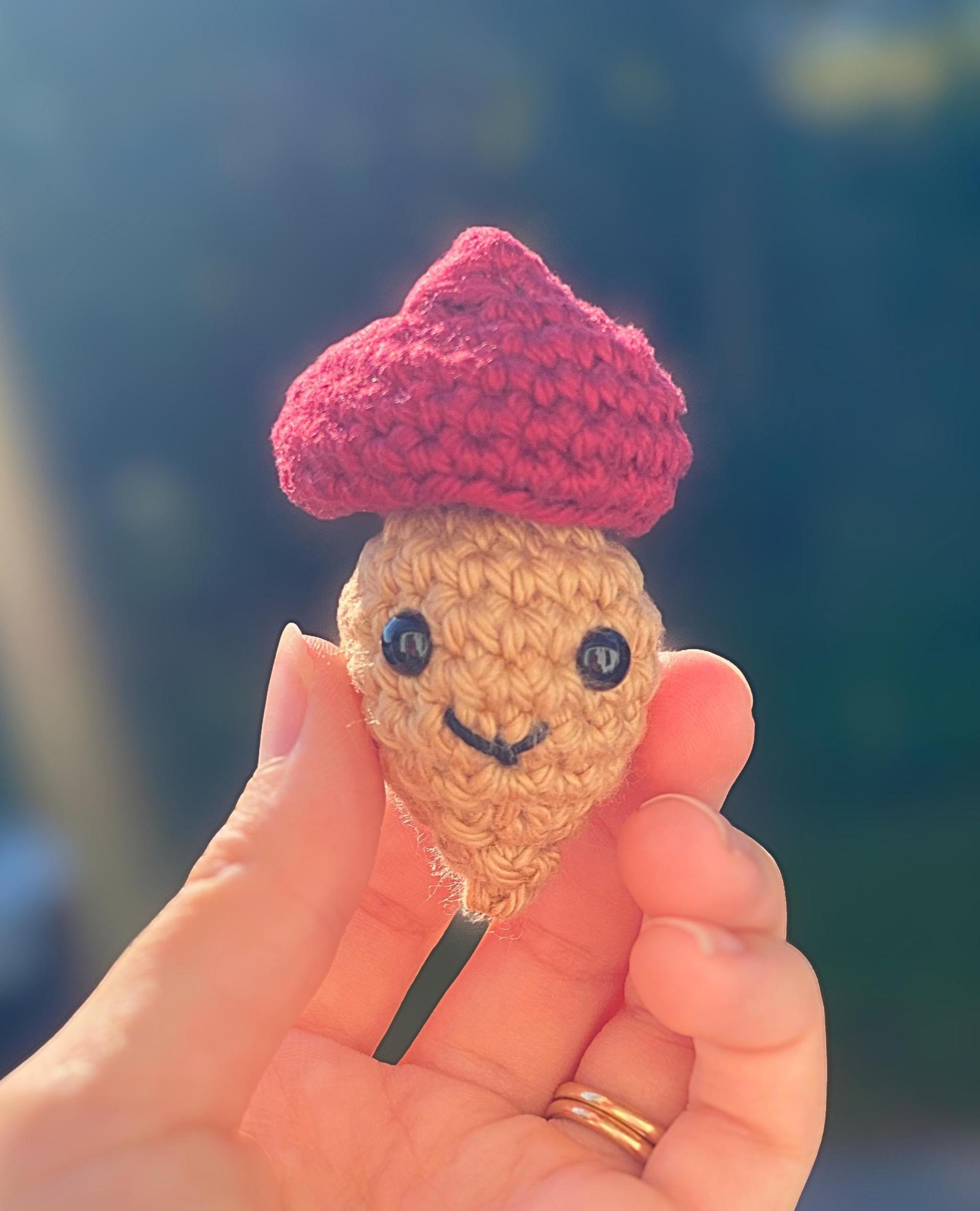 Crochet Acorn Amigurumi, Customizable Fall Decor, Whimsical Woodland Gift, Fidget Toy Acorn with Pop Up Cap, Autumn Forest Decoration, Tiny thumbnail 3