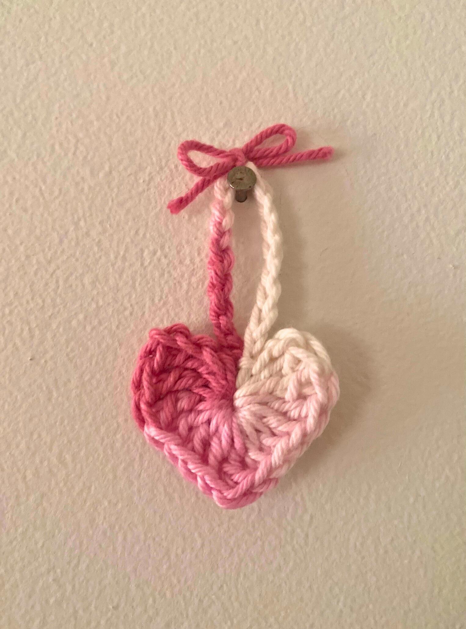 Crochet Mini Heart with Bow, Handmade Crochet Decoration, Crochet Cotton Heart thumbnail 6
