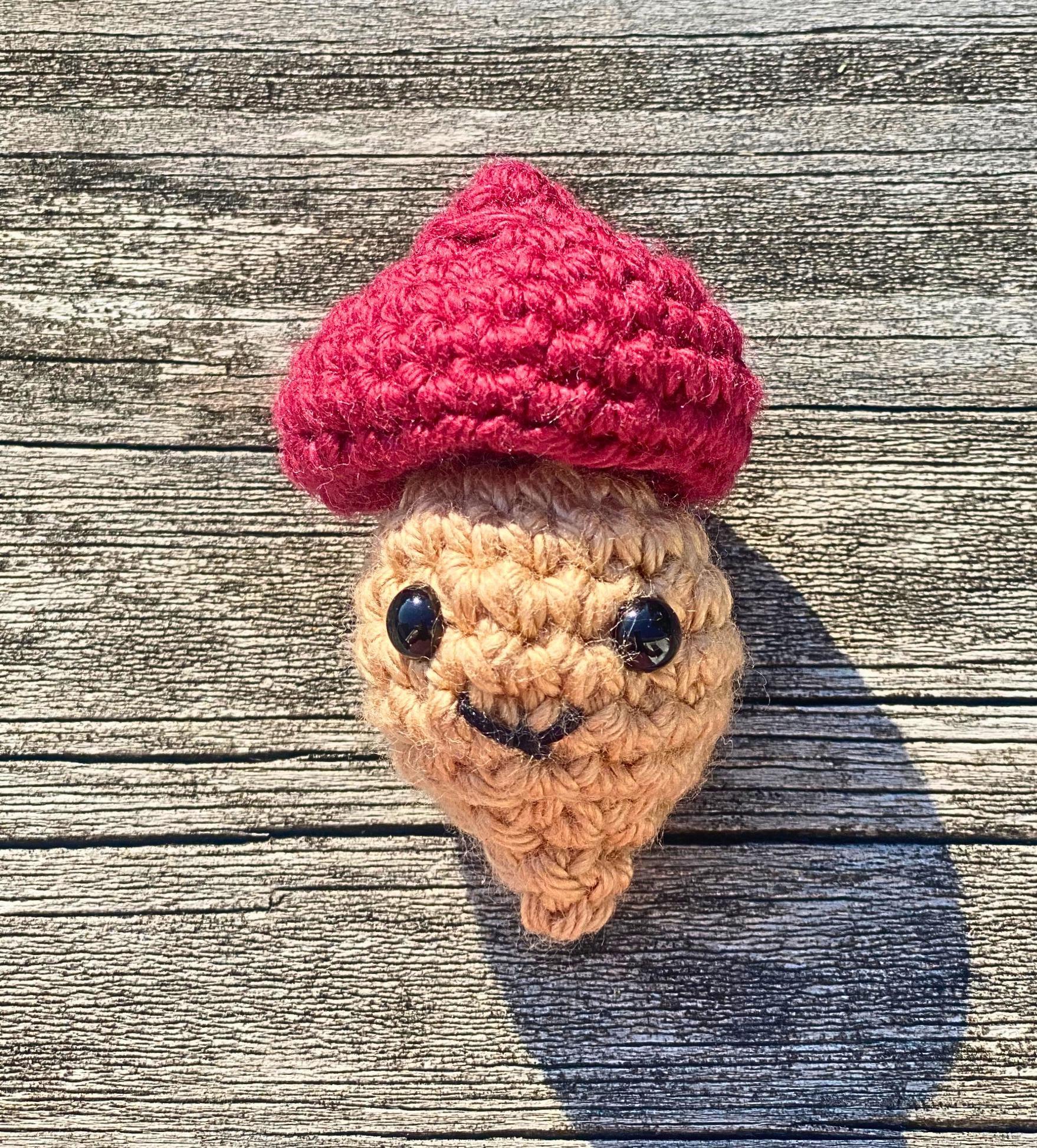 Crochet Acorn Amigurumi, Customizable Fall Decor, Whimsical Woodland Gift, Fidget Toy Acorn with Pop Up Cap, Autumn Forest Decoration, Tiny thumbnail 8