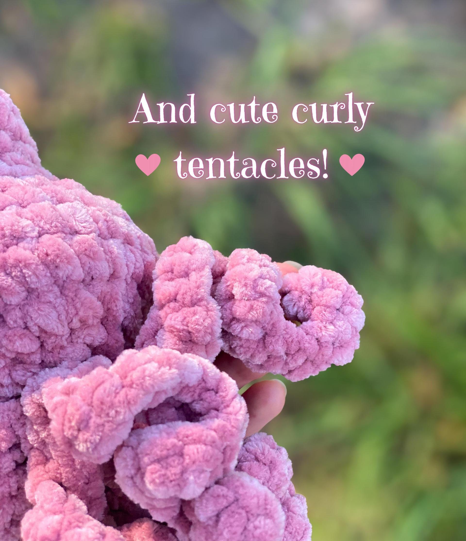 Crochet Mini Squid Plushie with Glitter Eyes, Gift for Ocean Animal Lover, Summer Stuffie for the Beach, Pink or Baby Squid Plush Amigurumi thumbnail 7