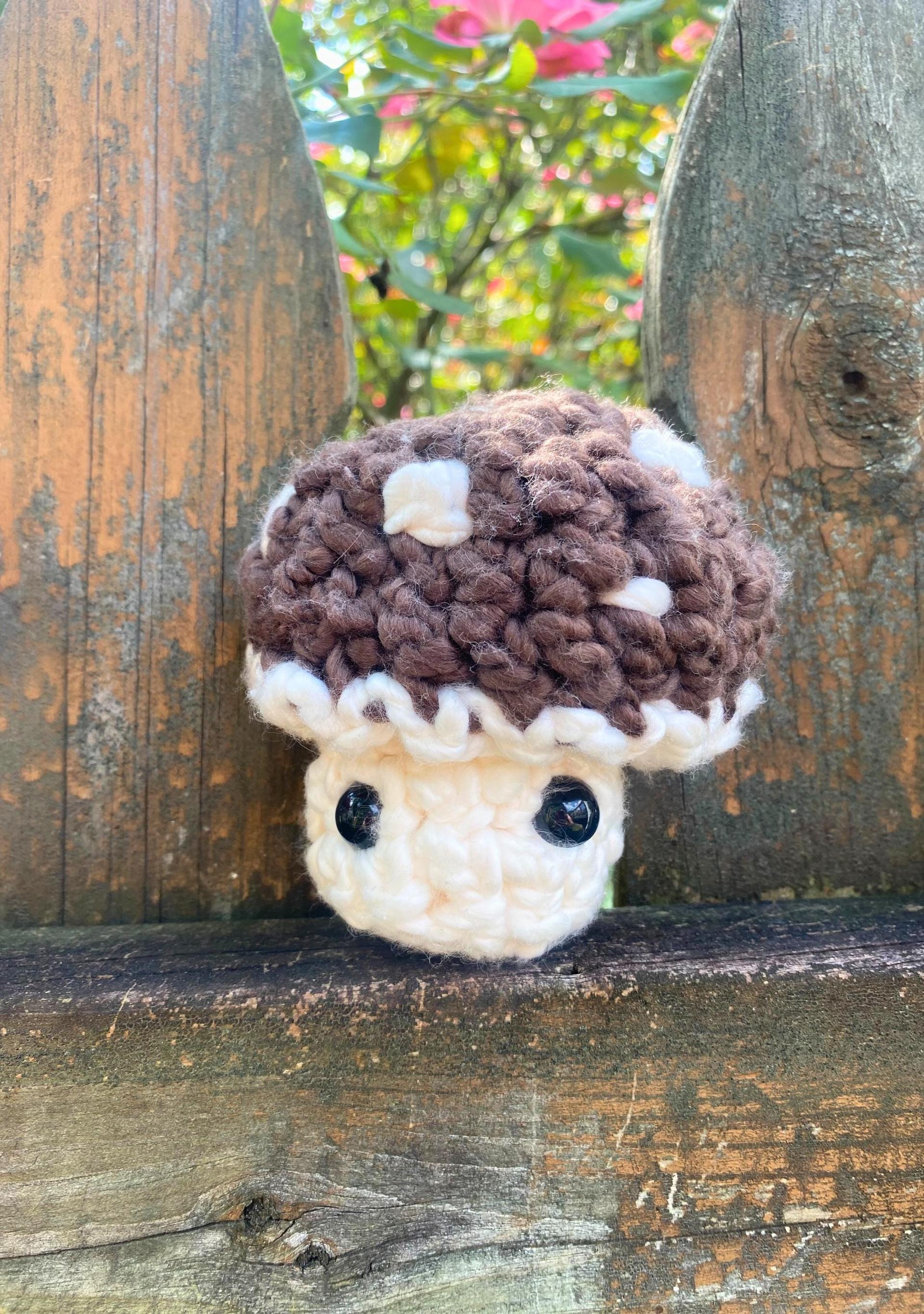 Crochet Mushroom Plushie: Handmade Cotton Mushie Pop with Embroidered Cap thumbnail 9