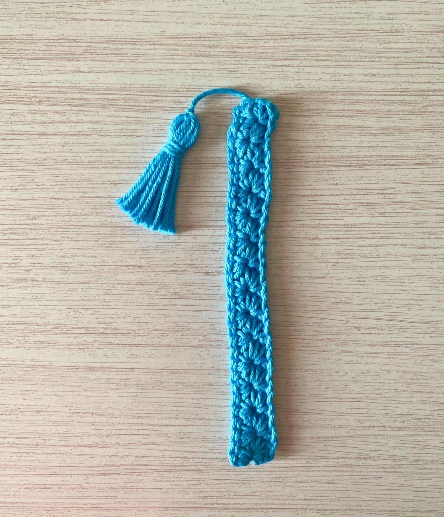 Blue Crochet Bookmark Set of 3, Handmade Book Lover Gift, Winter Reading Present, Stocking Stuffer for Book Worm, Winter Colored Bookmarks thumbnail 7