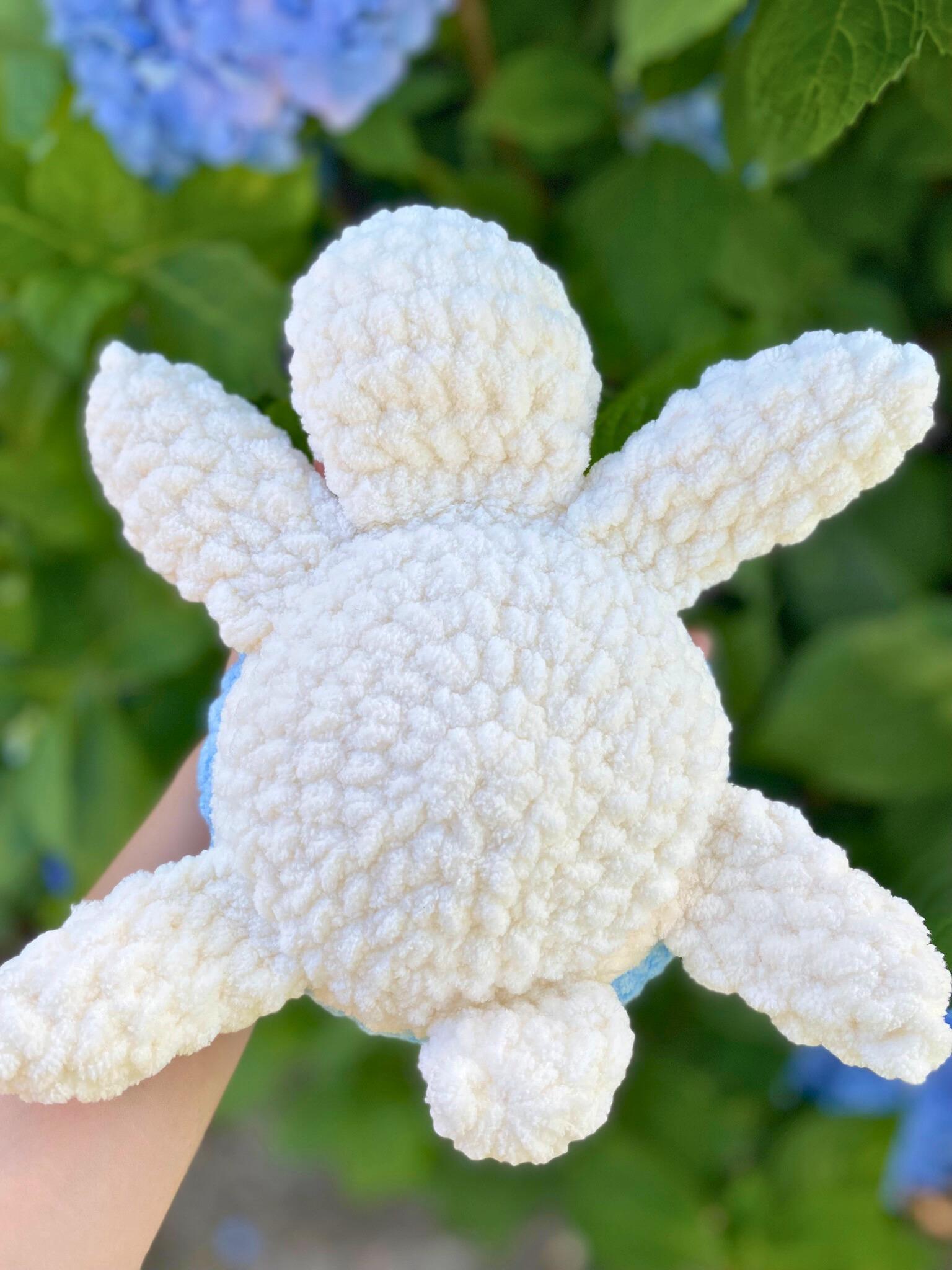 Crochet Sea Turtle Plushie, Handmade Ocean Animal Stuffed Animal, Cute Sea Turtle Stuffie, Blue & White Ocean Decor thumbnail 7