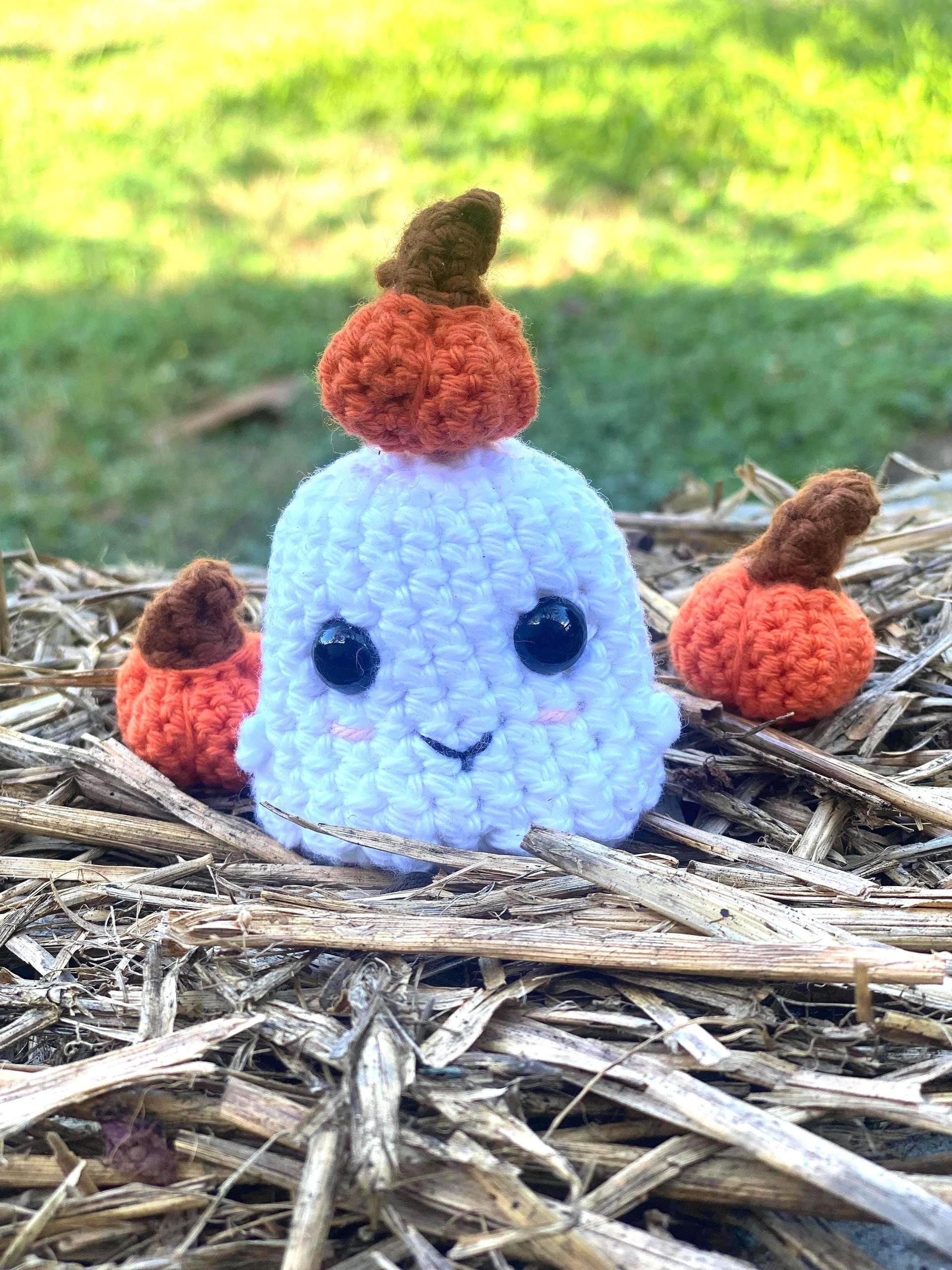 Crochet Baby Ghost and Mini Pumpkins Set,  Whimsical Spooky Season, Cute Halloween Gift, Halloween Decor, Fall Amigurumi, Tiny Pumpkin Set thumbnail 9