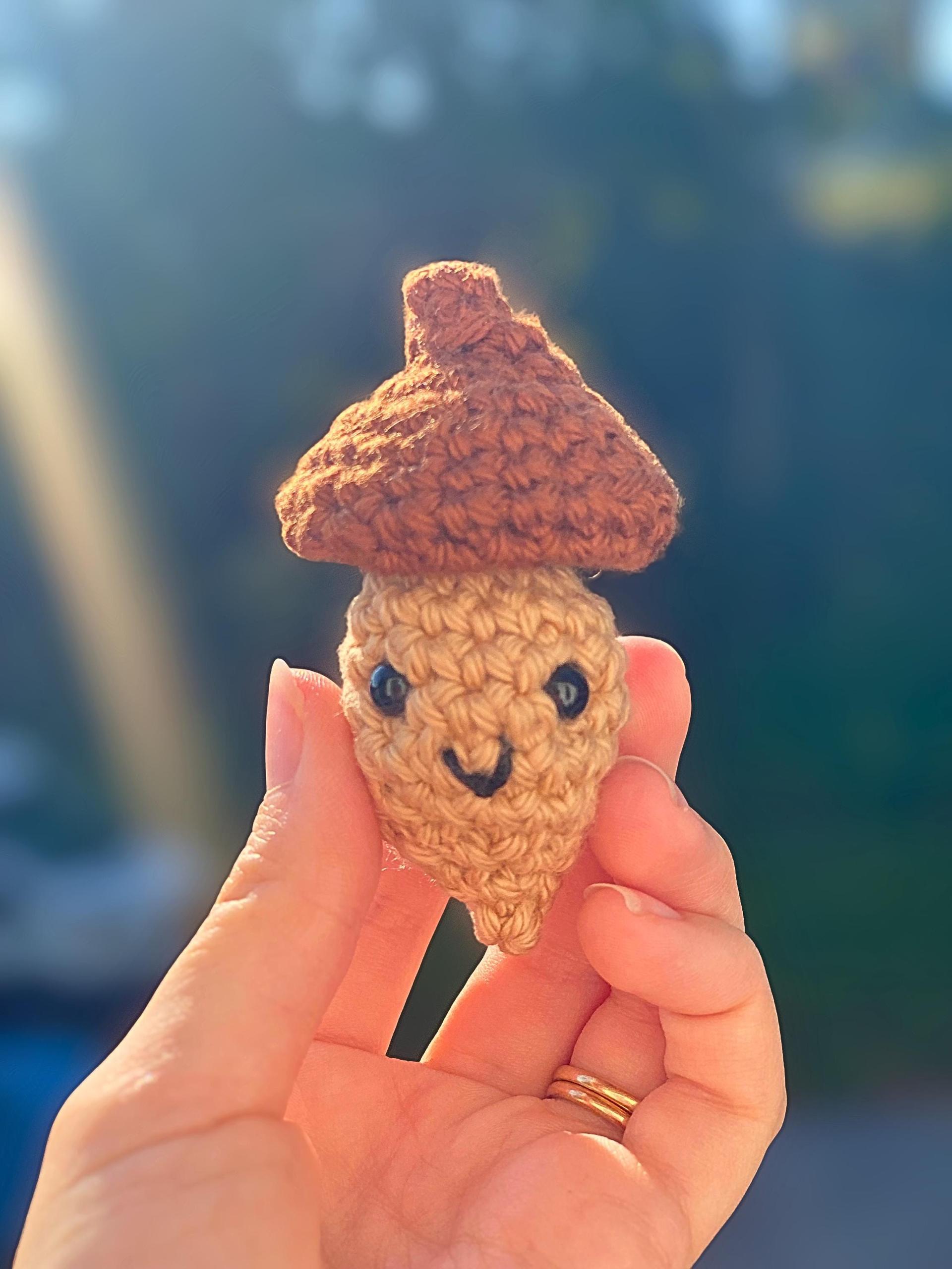 Crochet Acorn Amigurumi, Customizable Fall Decor, Whimsical Woodland Gift, Fidget Toy Acorn with Pop Up Cap, Autumn Forest Decoration, Tiny thumbnail 2