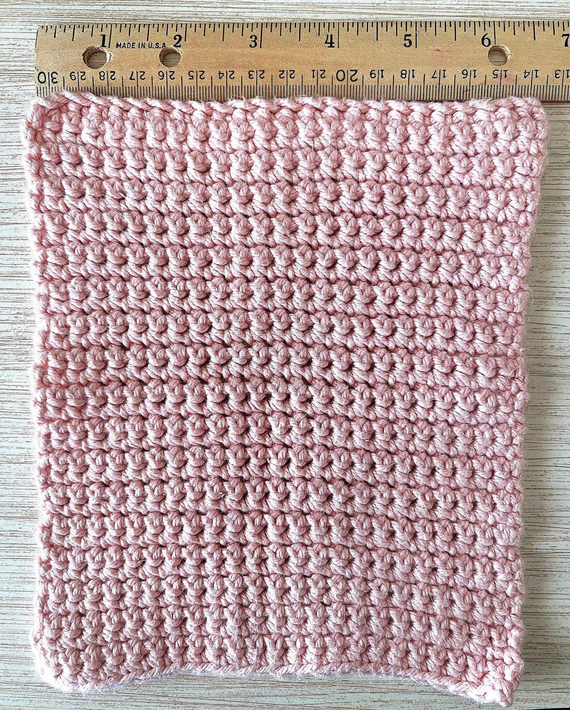 Crocheted Pink Small Cotton Washcloth, Baby Toddler Travel Dishcloth, Mini Hot Pad thumbnail 4