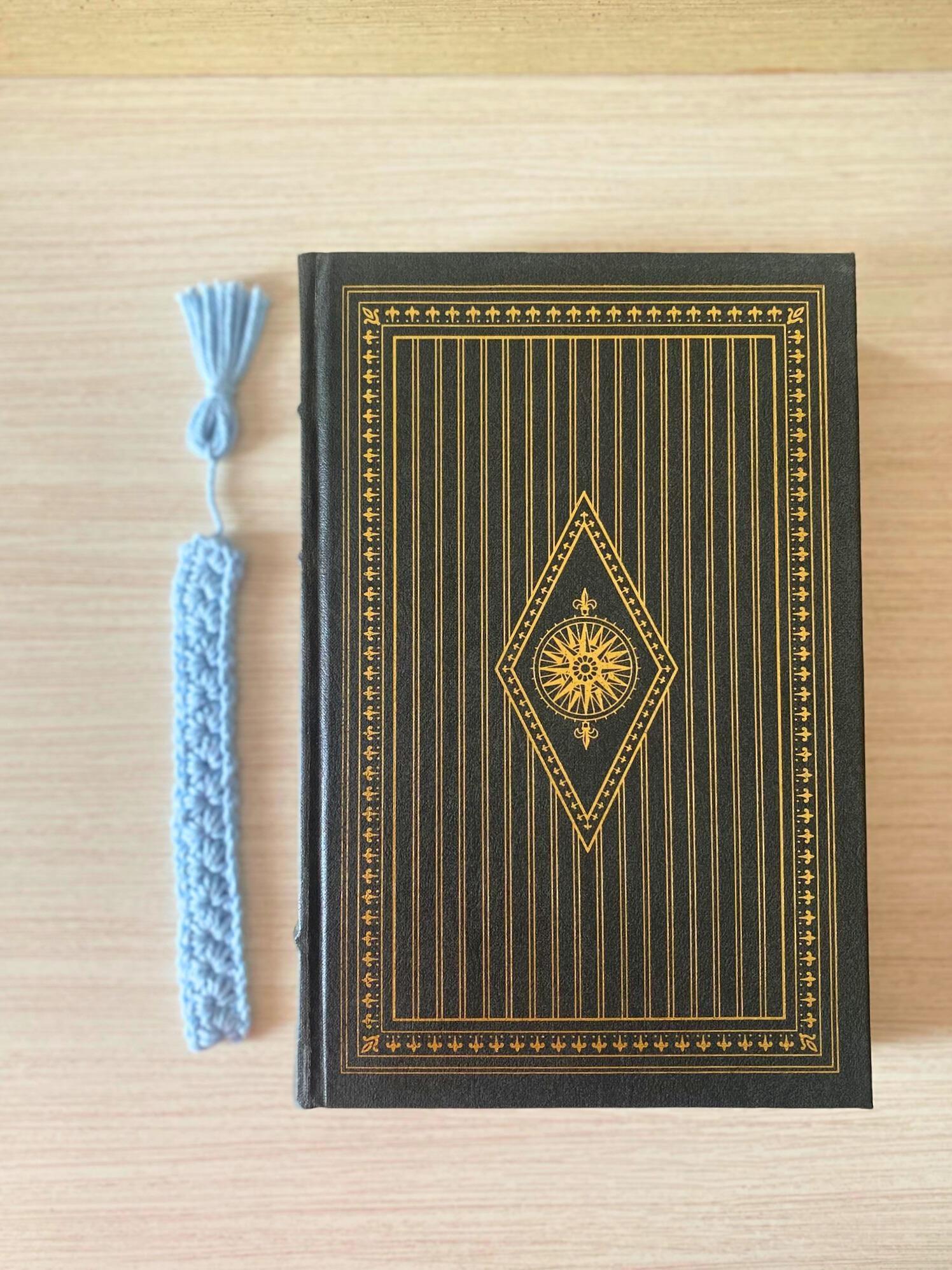 Blue Crochet Bookmark Set of 3, Handmade Book Lover Gift, Winter Reading Present, Stocking Stuffer for Book Worm, Winter Colored Bookmarks thumbnail 4
