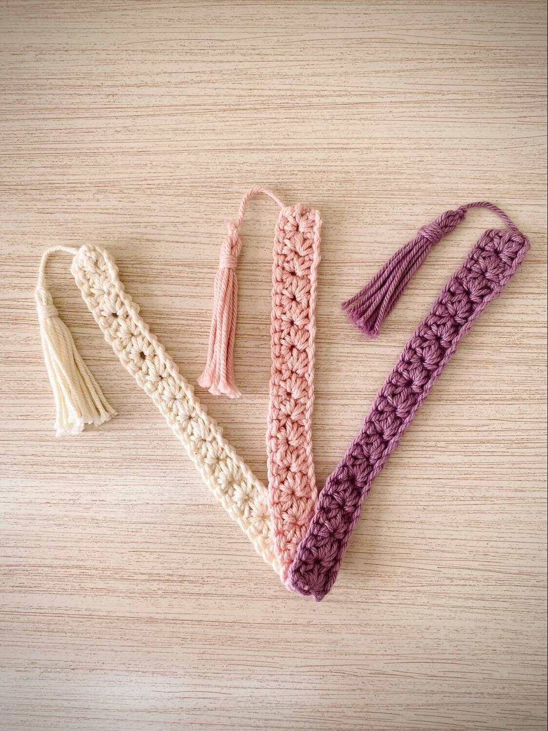 Crochet Cotton Bookmark with Tassel - Set of 3, Customizable, Handmade Book Lover Gift thumbnail 2