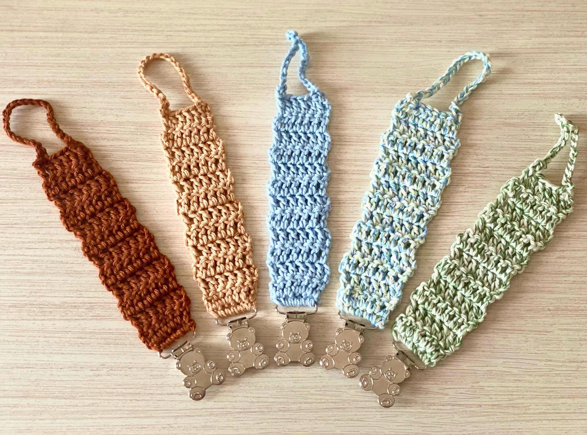 Crochet Pacifier Clip: Handmade Cotton Baby Strap, Heart Shaped Attachment - SAME DAY SHIPPING thumbnail 8