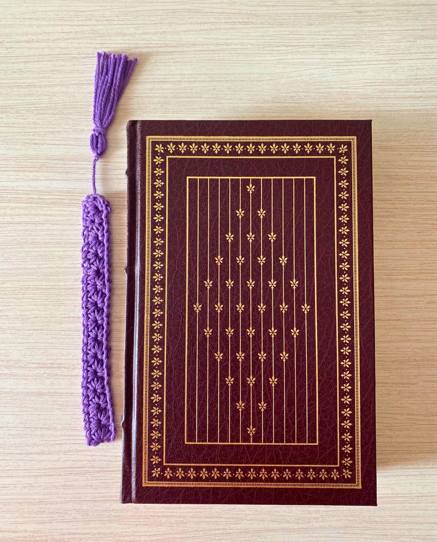 Purple & White Bookmark Set of 3, Crochet Cotton Bookmarks, Gift for Book Lover, Reading Present for Bookworm, Literary Stocking Stuffer thumbnail 4