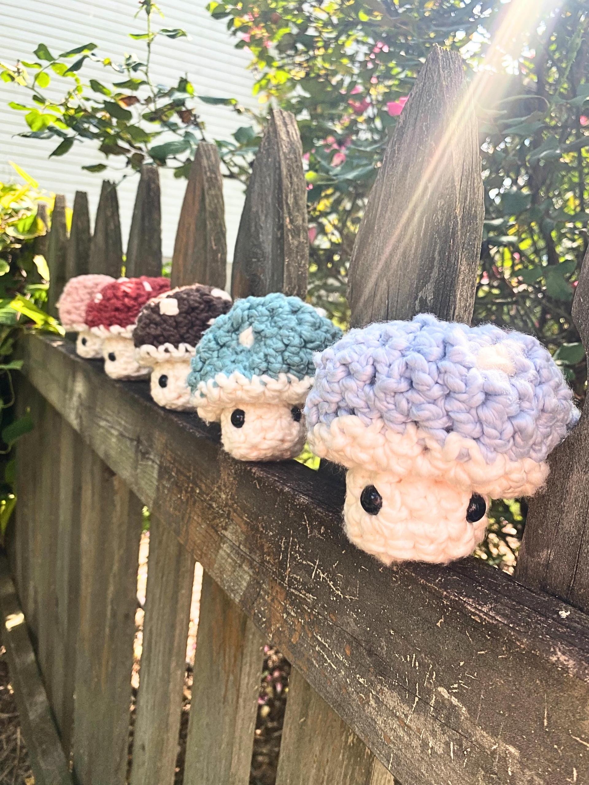 Crochet Mushroom Plushie: Handmade Cotton Mushie Pop with Embroidered Cap