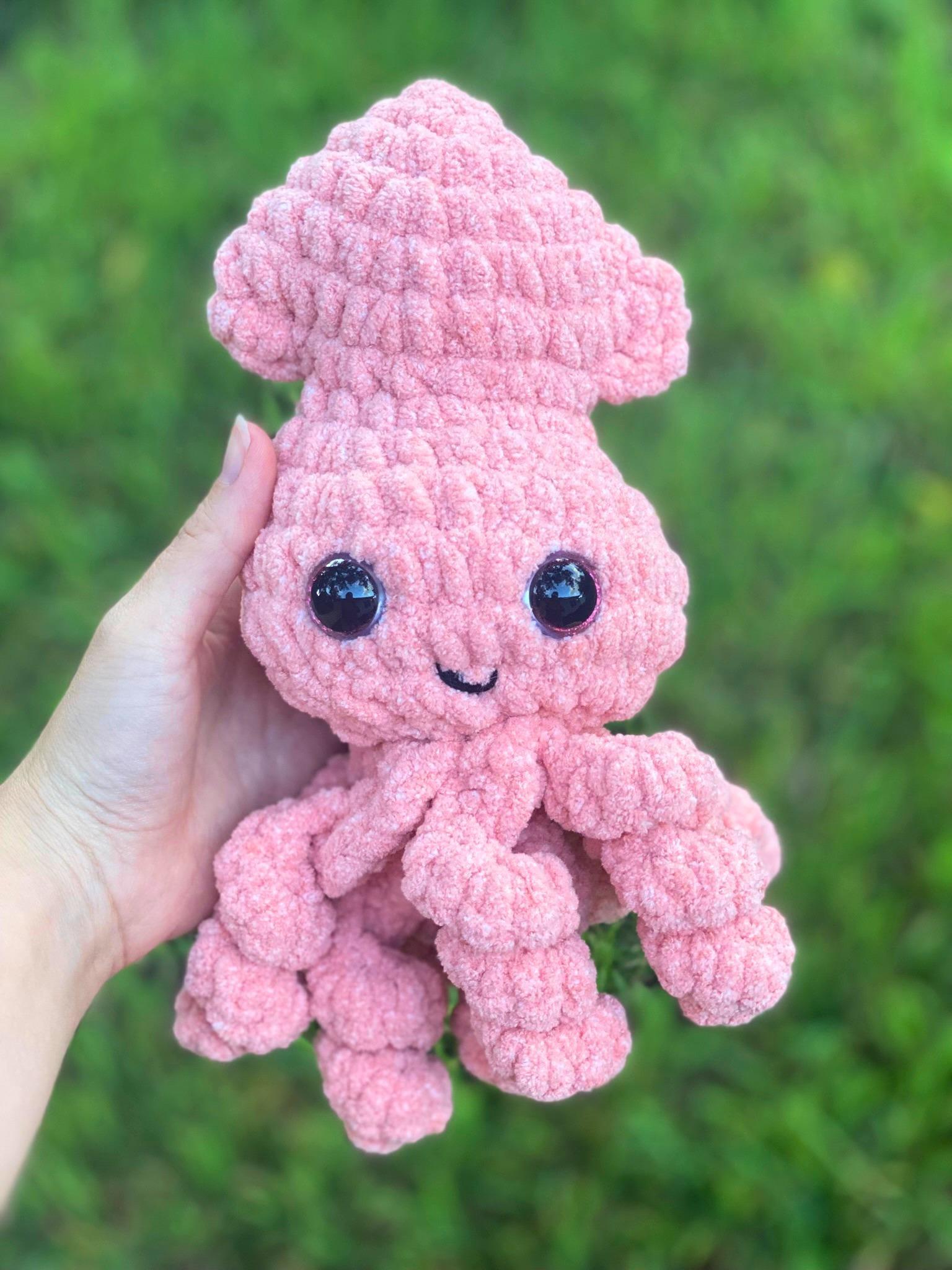 Crochet Squid Plushie, Handmade Stuffed Animal Toy, Ocean & Summer Decor, 3 Color Options, Ages 3+ thumbnail 10
