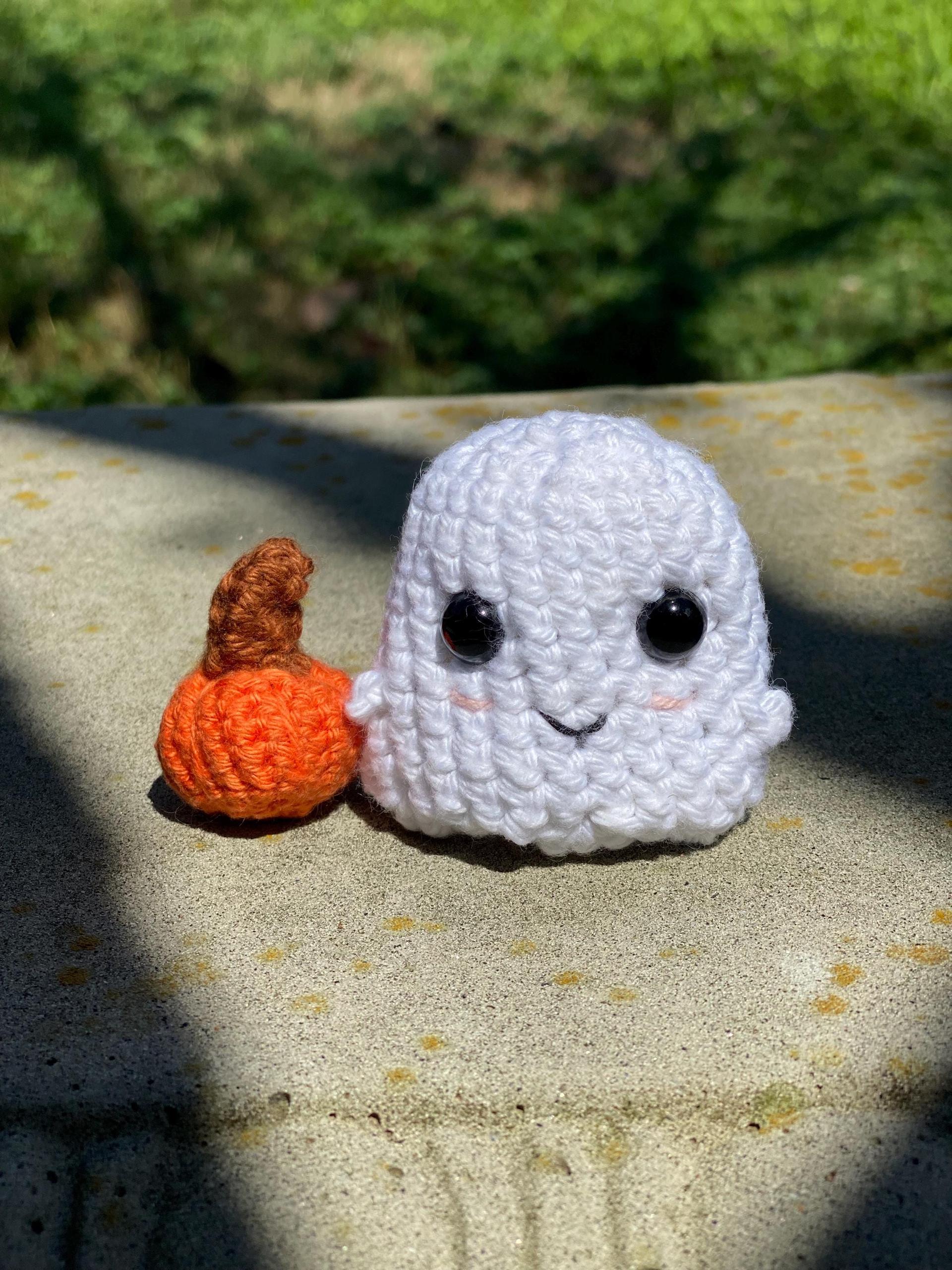 Crochet Baby Ghost and Mini Pumpkins Set,  Whimsical Spooky Season, Cute Halloween Gift, Halloween Decor, Fall Amigurumi, Tiny Pumpkin Set thumbnail 5