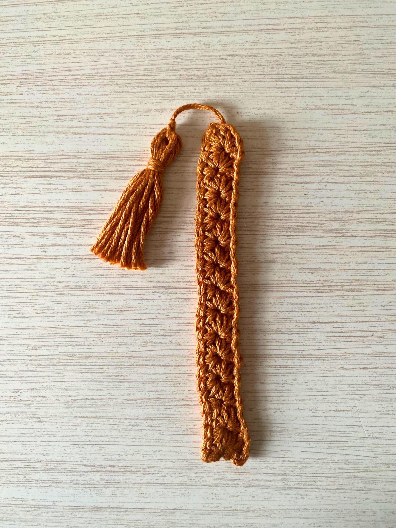 Fall Crochet Bookmark Set of 3: Autumn Colors, Daisy Stitch, Tassel Bookmarks thumbnail 6