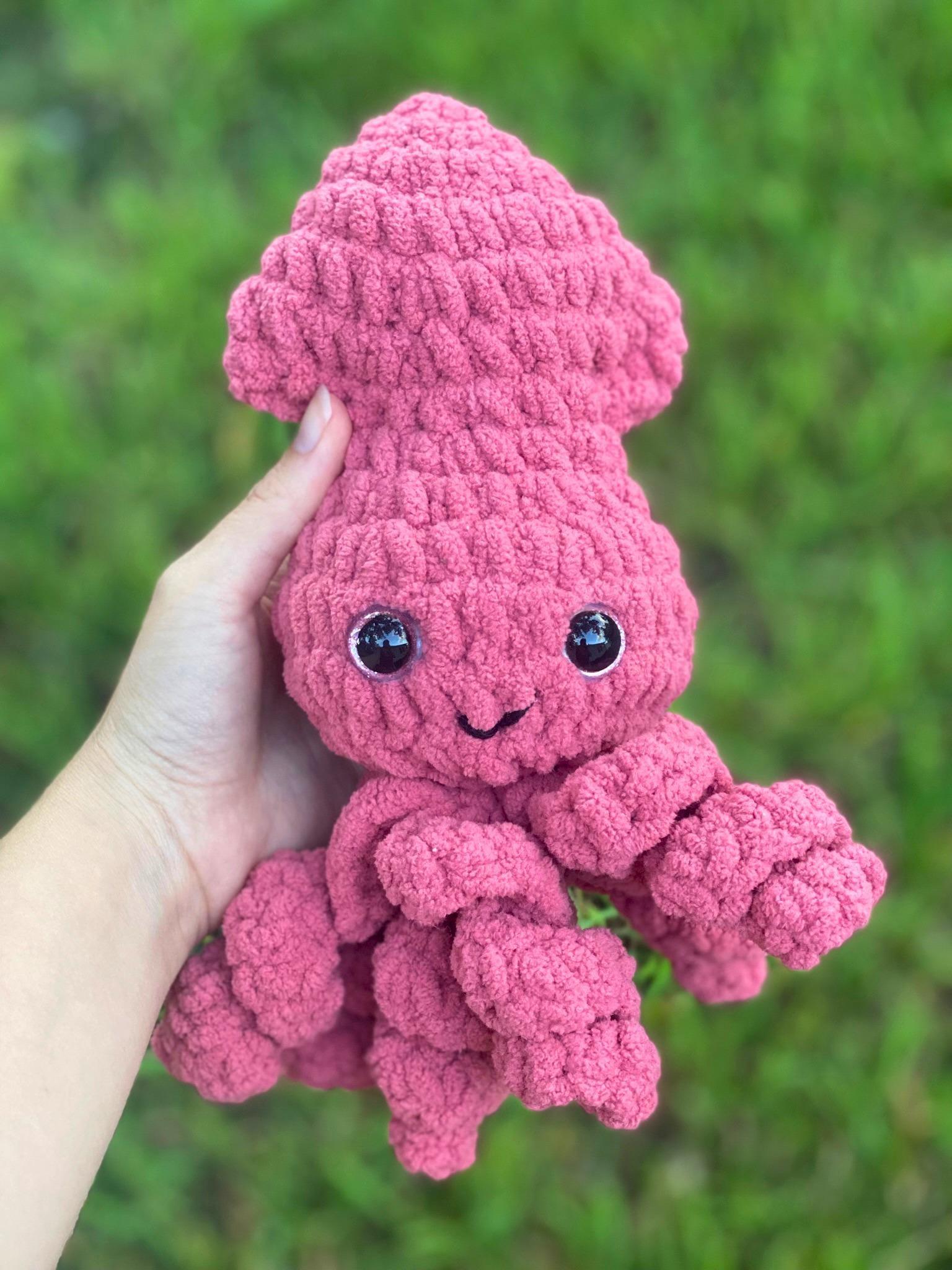 Crochet Squid Plushie, Handmade Stuffed Animal Toy, Ocean & Summer Decor, 3 Color Options, Ages 3+ thumbnail 9