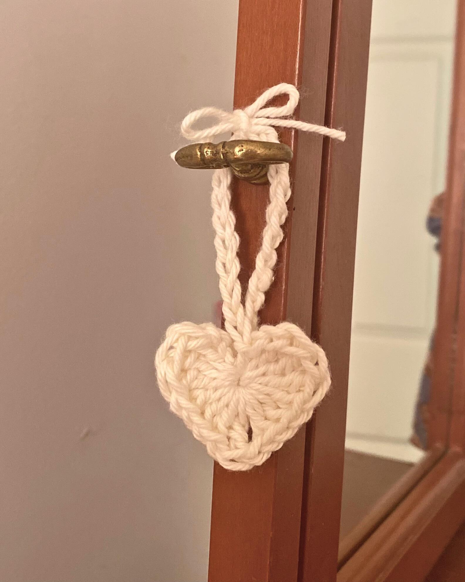 Crochet Mini Heart with Bow, Handmade Crochet Decoration, Crochet Cotton Heart thumbnail 5