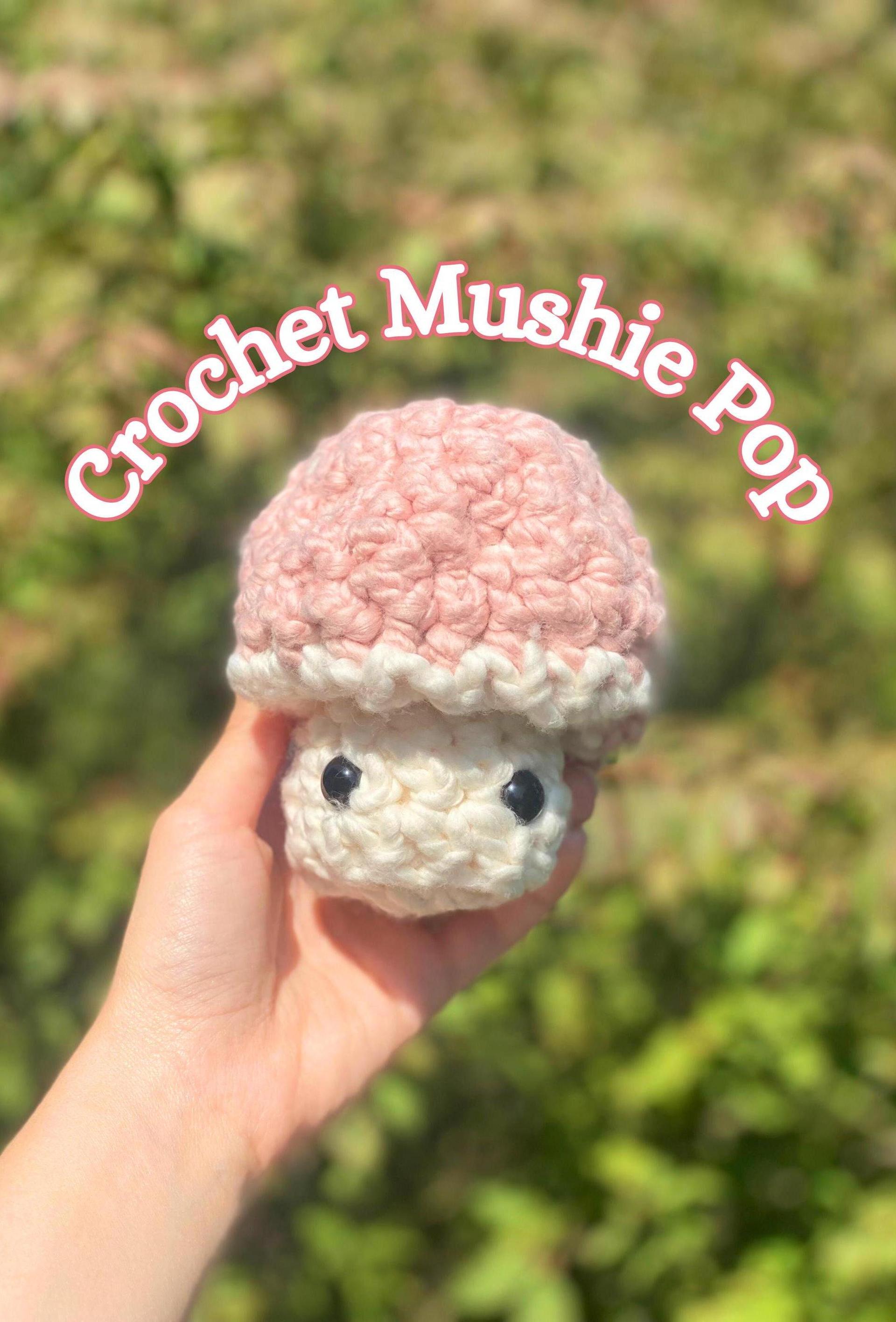 Crochet Mushroom Plushie: Handmade Cotton Mushie Pop with Embroidered Cap thumbnail 3