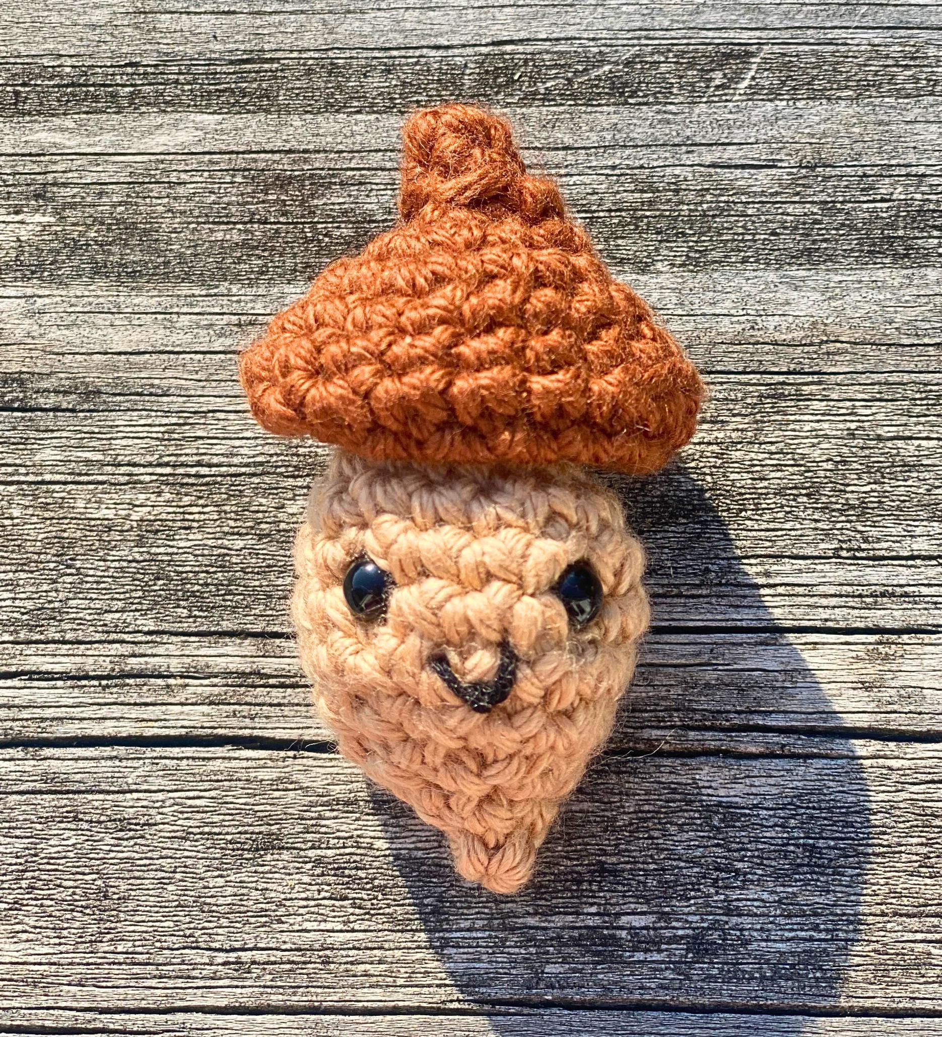 Crochet Acorn Amigurumi, Customizable Fall Decor, Whimsical Woodland Gift, Fidget Toy Acorn with Pop Up Cap, Autumn Forest Decoration, Tiny thumbnail 7