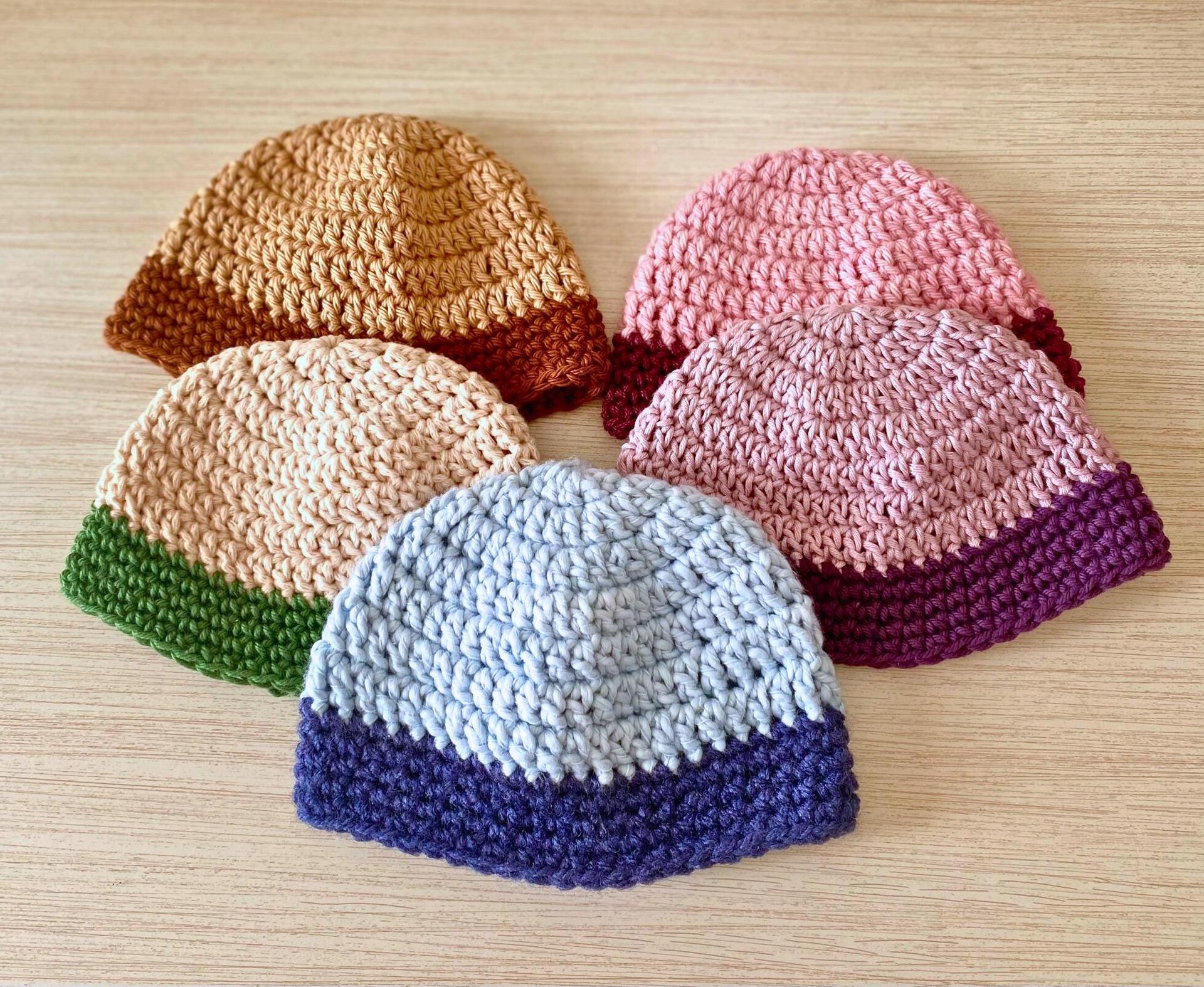 Crocheted Baby Beanie - Preemie/Newborn (0-3 Months): Soft Cotton Blend