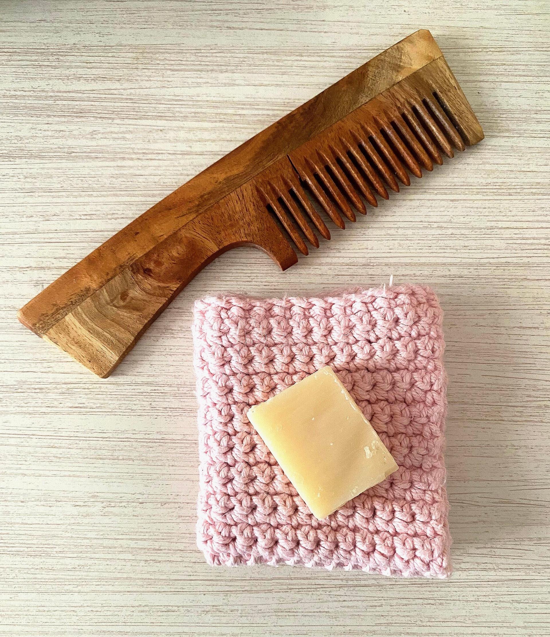 Crocheted Pink Small Cotton Washcloth, Baby Toddler Travel Dishcloth, Mini Hot Pad thumbnail 3