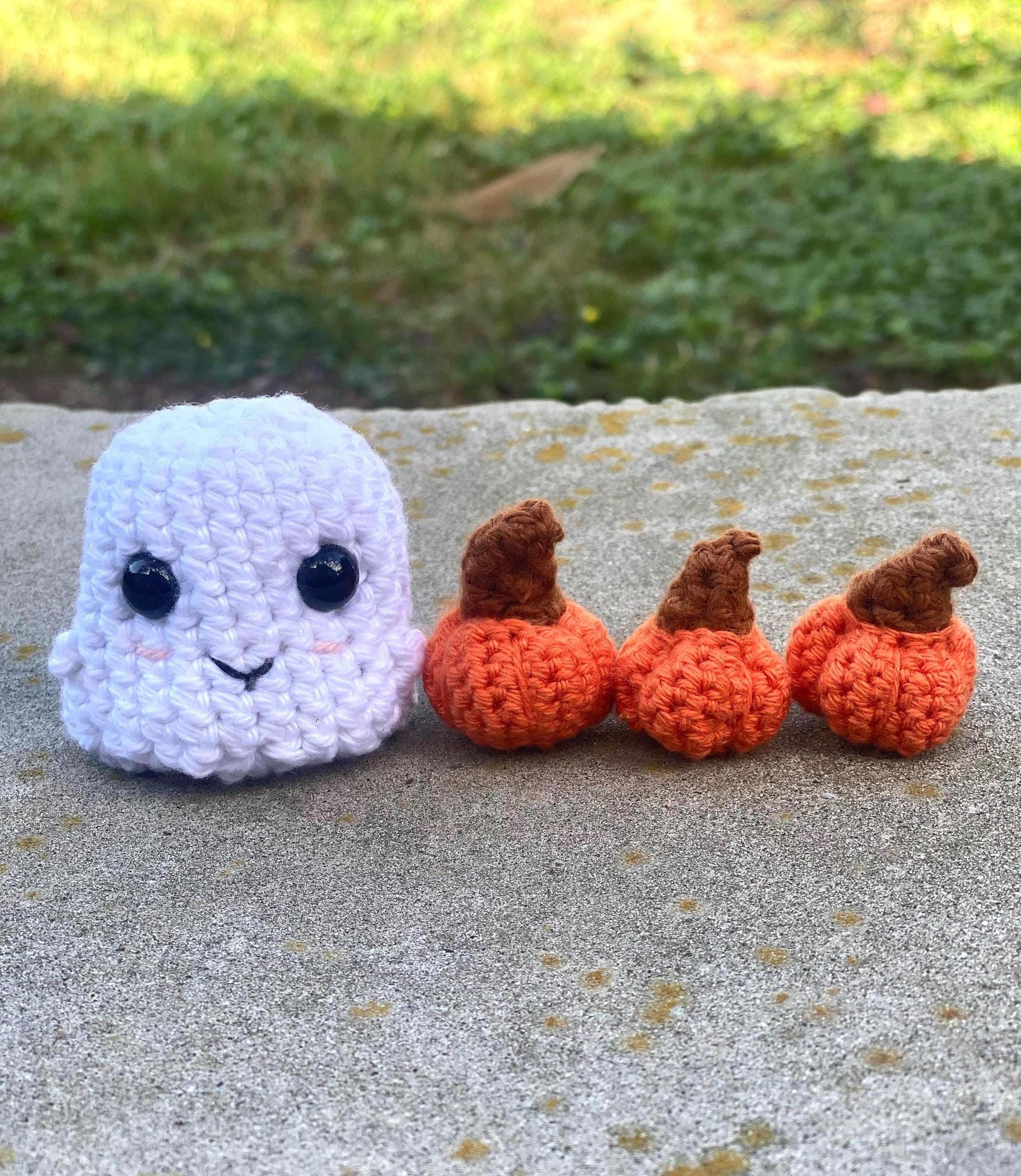 Crochet Baby Ghost and Mini Pumpkins Set,  Whimsical Spooky Season, Cute Halloween Gift, Halloween Decor, Fall Amigurumi, Tiny Pumpkin Set