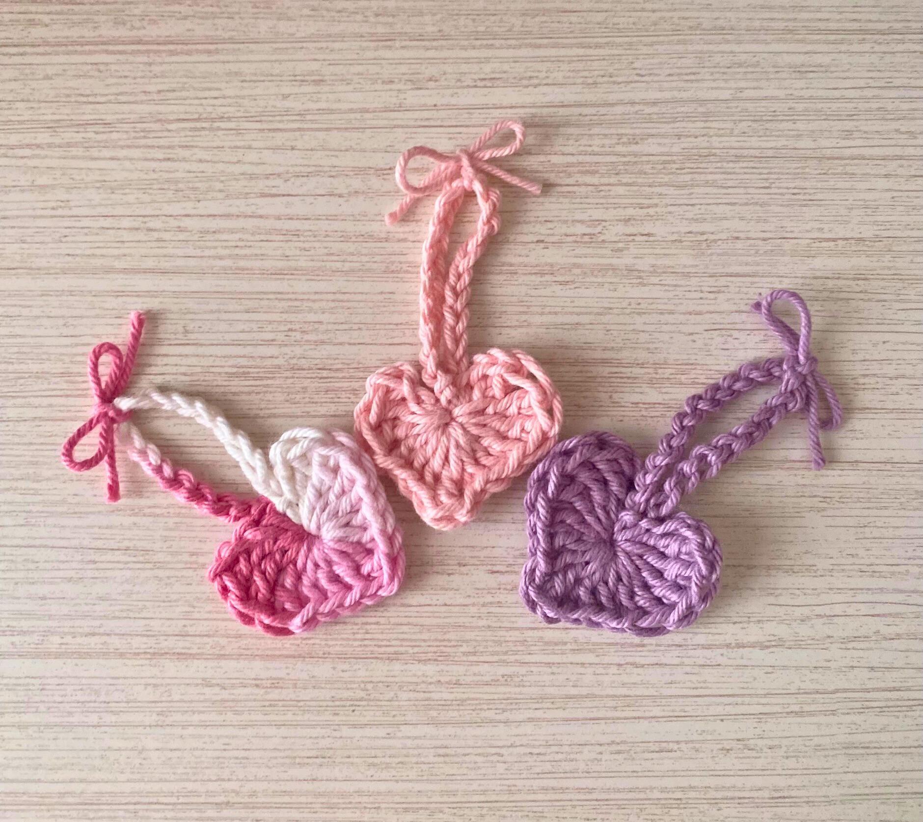 Crochet Mini Heart with Bow, Handmade Crochet Decoration, Crochet Cotton Heart