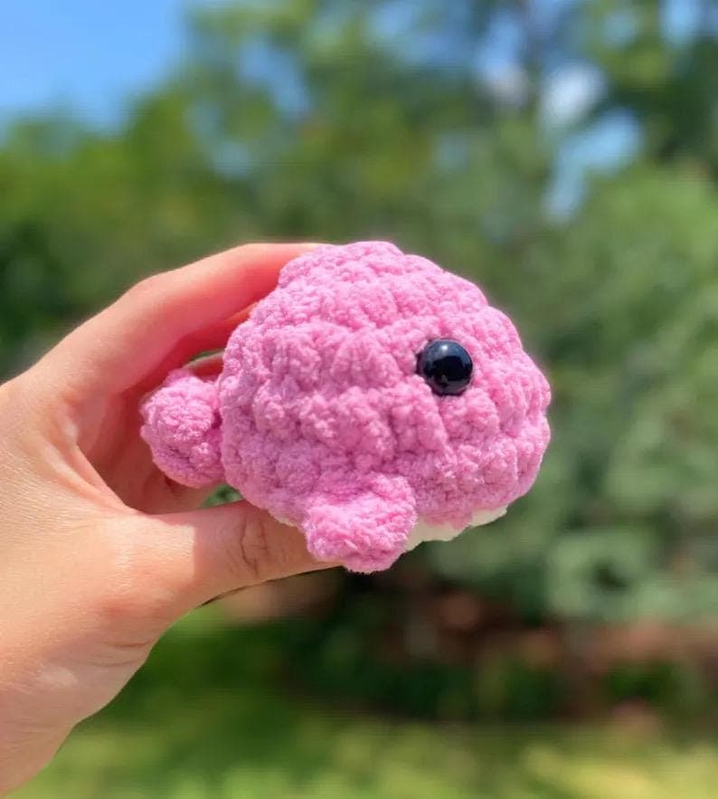 Crochet Mini Whale Plushie, Light Blue Whale Plushie, Pink Whale Plush, Dark Blue Whale Stuffie, Customizable thumbnail 3