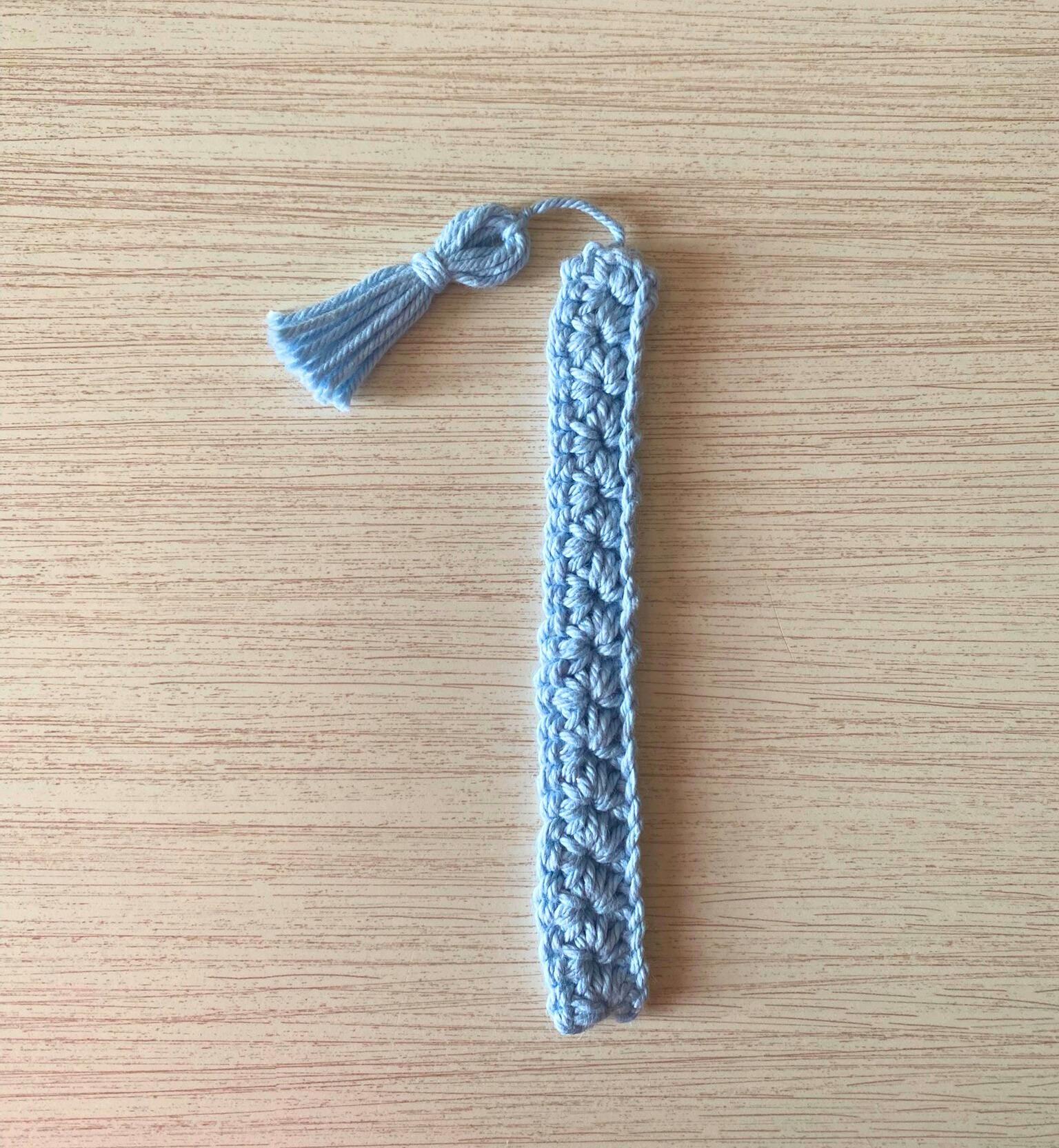 Blue Crochet Bookmark Set of 3, Handmade Book Lover Gift, Winter Reading Present, Stocking Stuffer for Book Worm, Winter Colored Bookmarks thumbnail 8