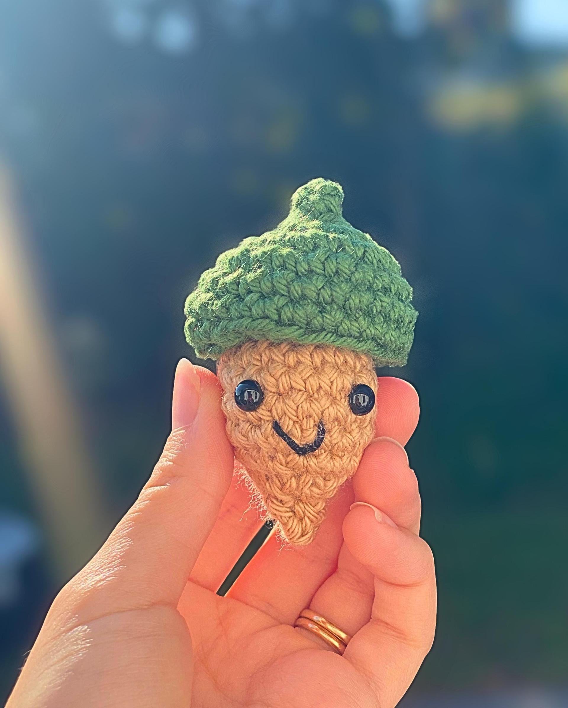 Crochet Acorn Amigurumi, Customizable Fall Decor, Whimsical Woodland Gift, Fidget Toy Acorn with Pop Up Cap, Autumn Forest Decoration, Tiny thumbnail 4