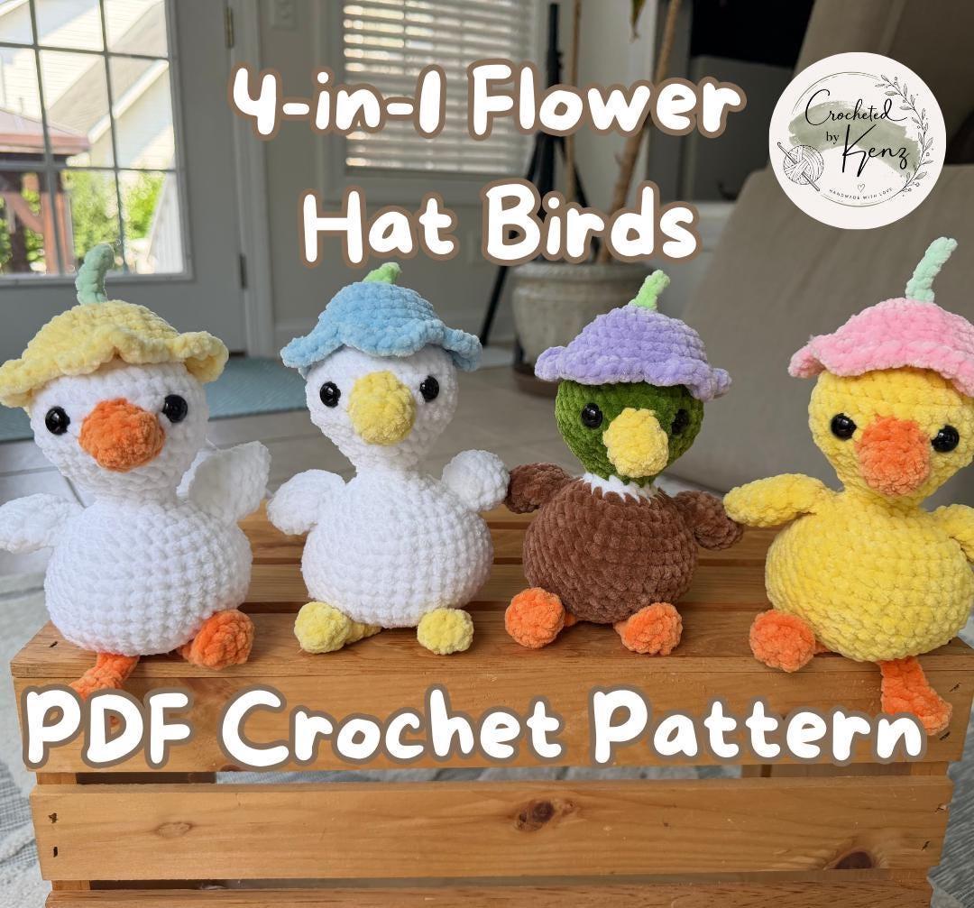 4-in-1 Flower Hat Birds PDF Crochet Pattern