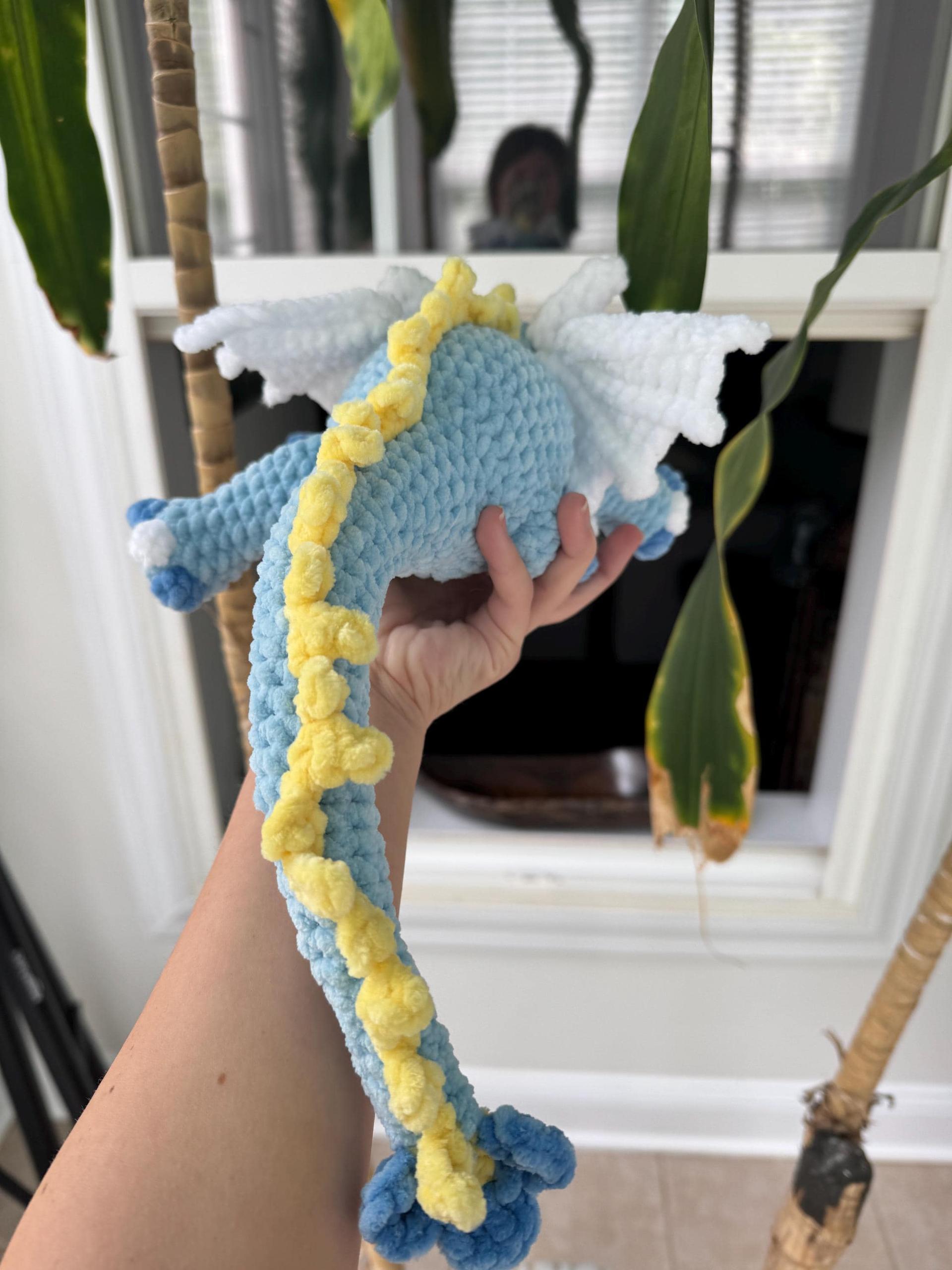 Forget Me Not Flower Dragon / Handmade Crocheted Plushie thumbnail 7