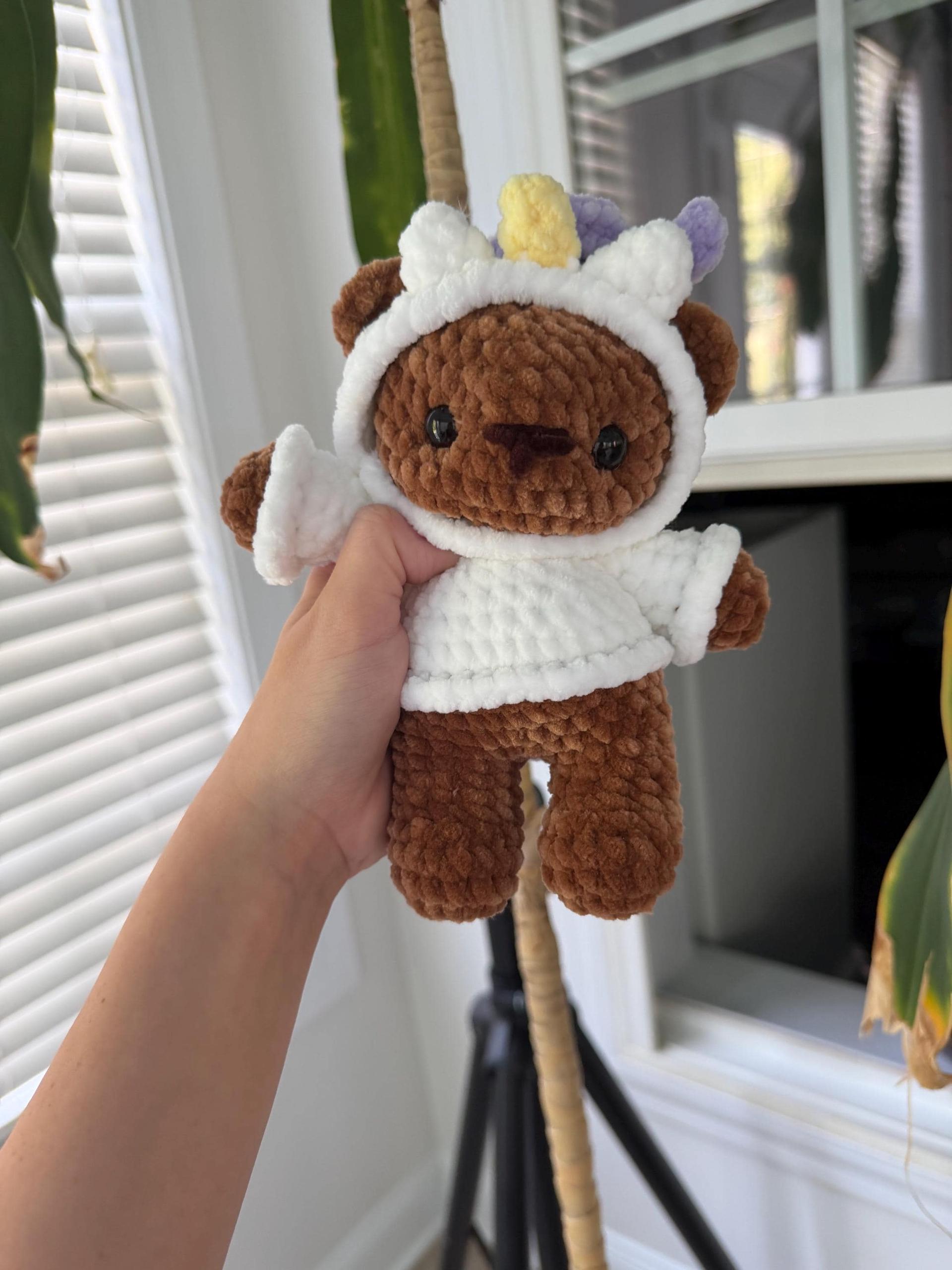 Crocheted Unicorn Hoodie Bear Plushie