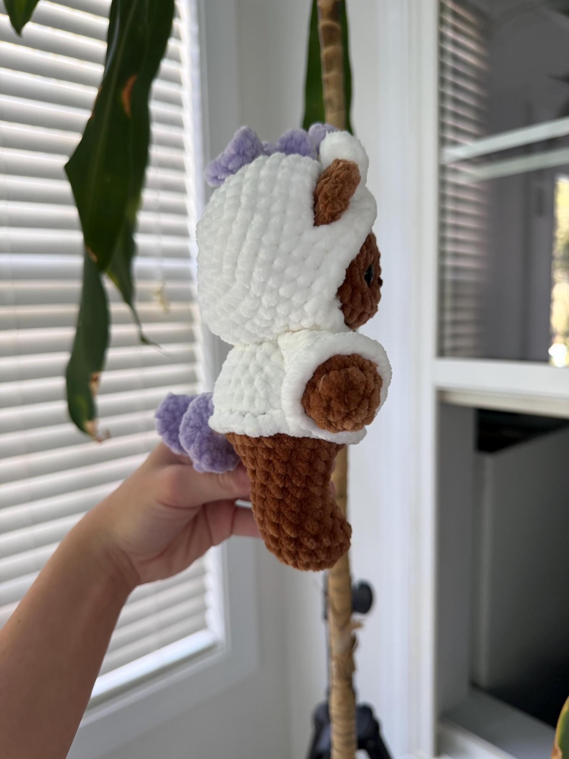 Crocheted Unicorn Hoodie Bear Plushie thumbnail 2