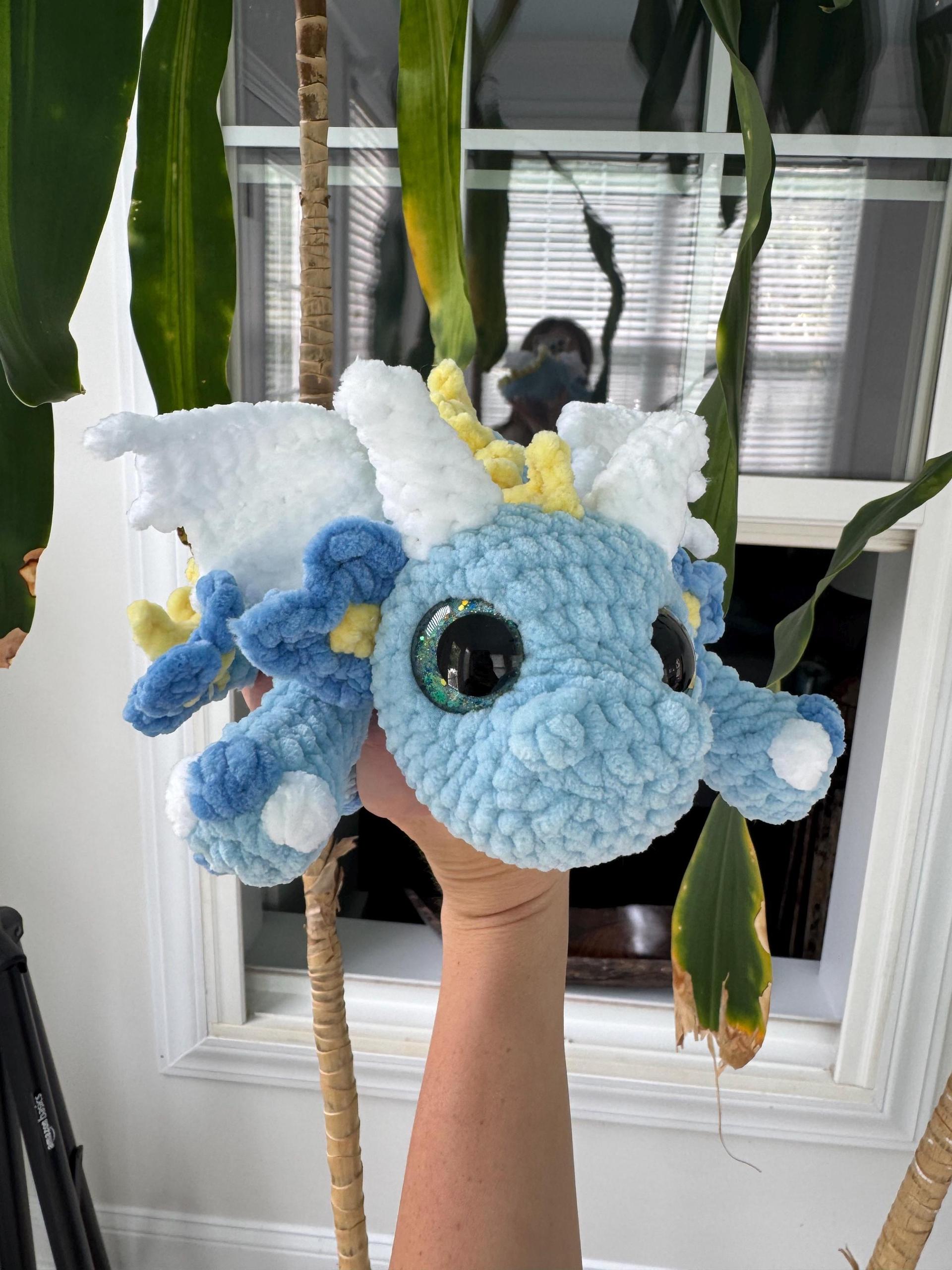 Forget Me Not Flower Dragon / Handmade Crocheted Plushie thumbnail 2