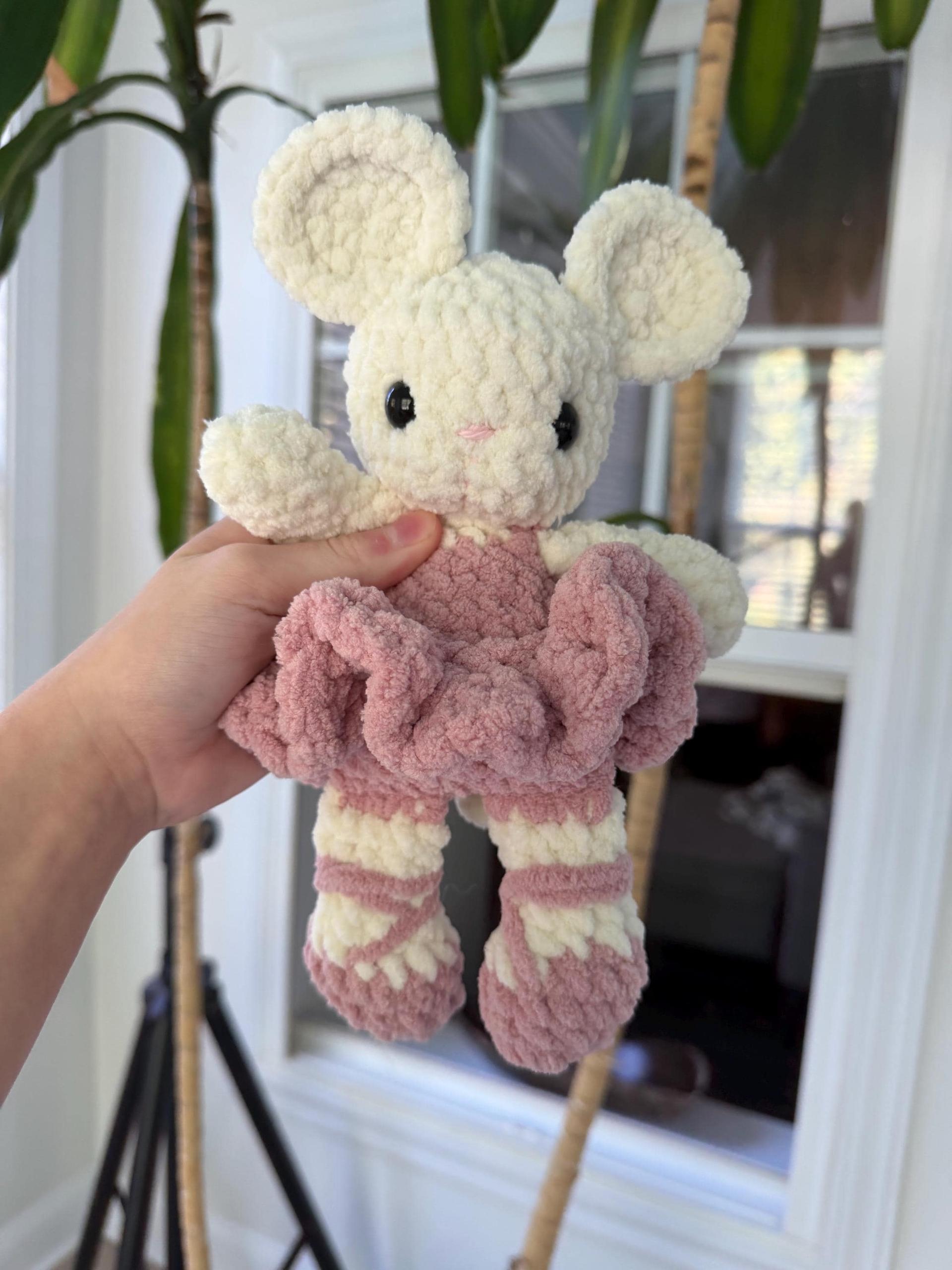 Large Crocheted Ballerina Mouse Doll Plushie