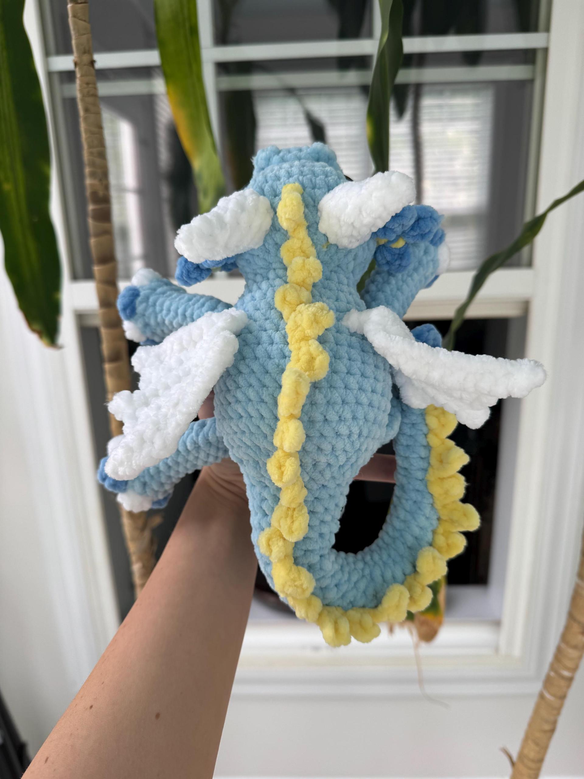 Forget Me Not Flower Dragon / Handmade Crocheted Plushie thumbnail 5