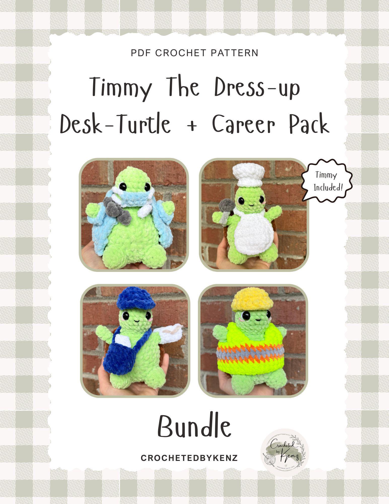 Low-Sew Crochet Pattern PDF Bundle | Timmy The Desk-Turtle + Career Mod Pack Bundle |