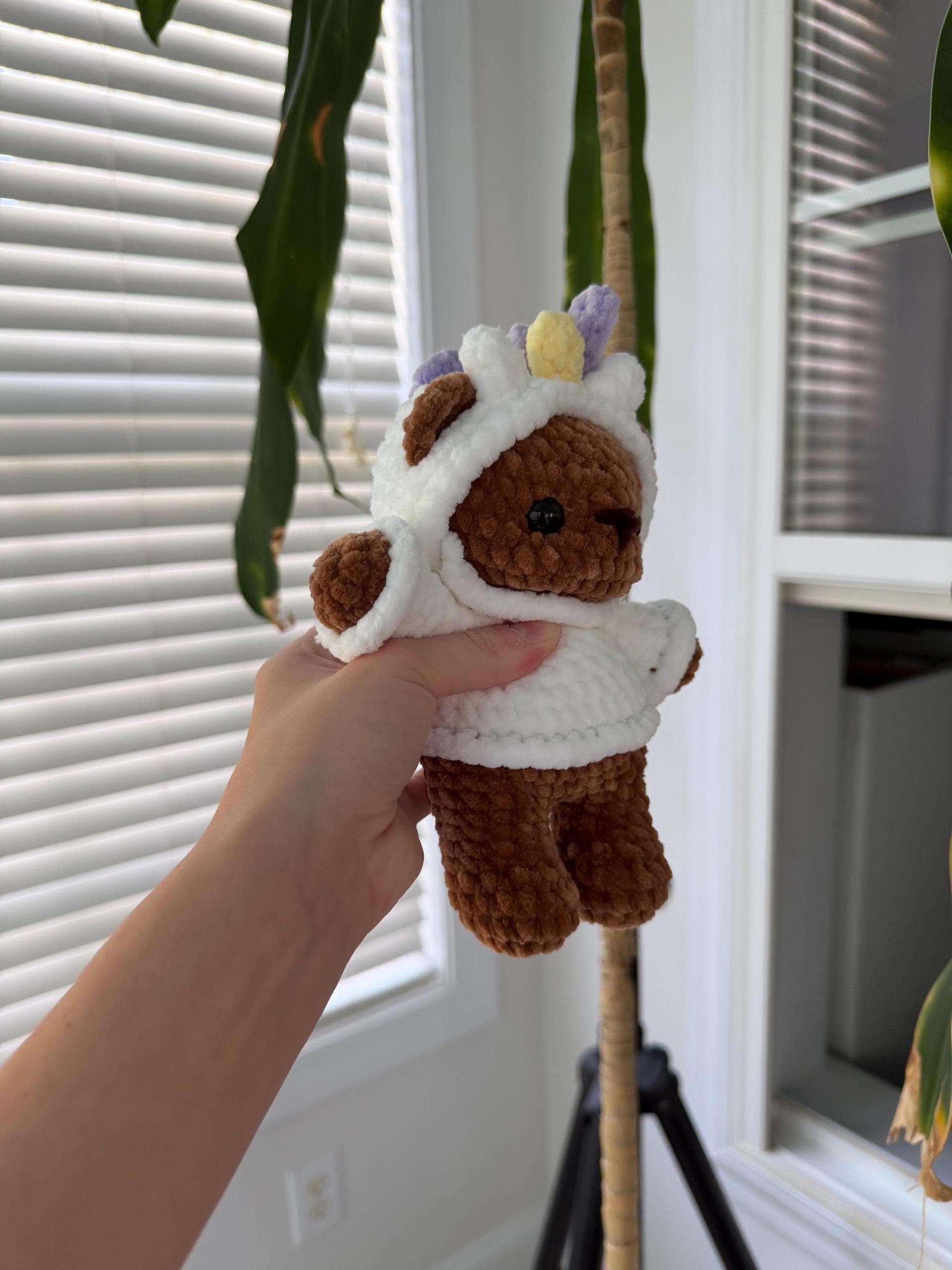 Crocheted Unicorn Hoodie Bear Plushie thumbnail 5