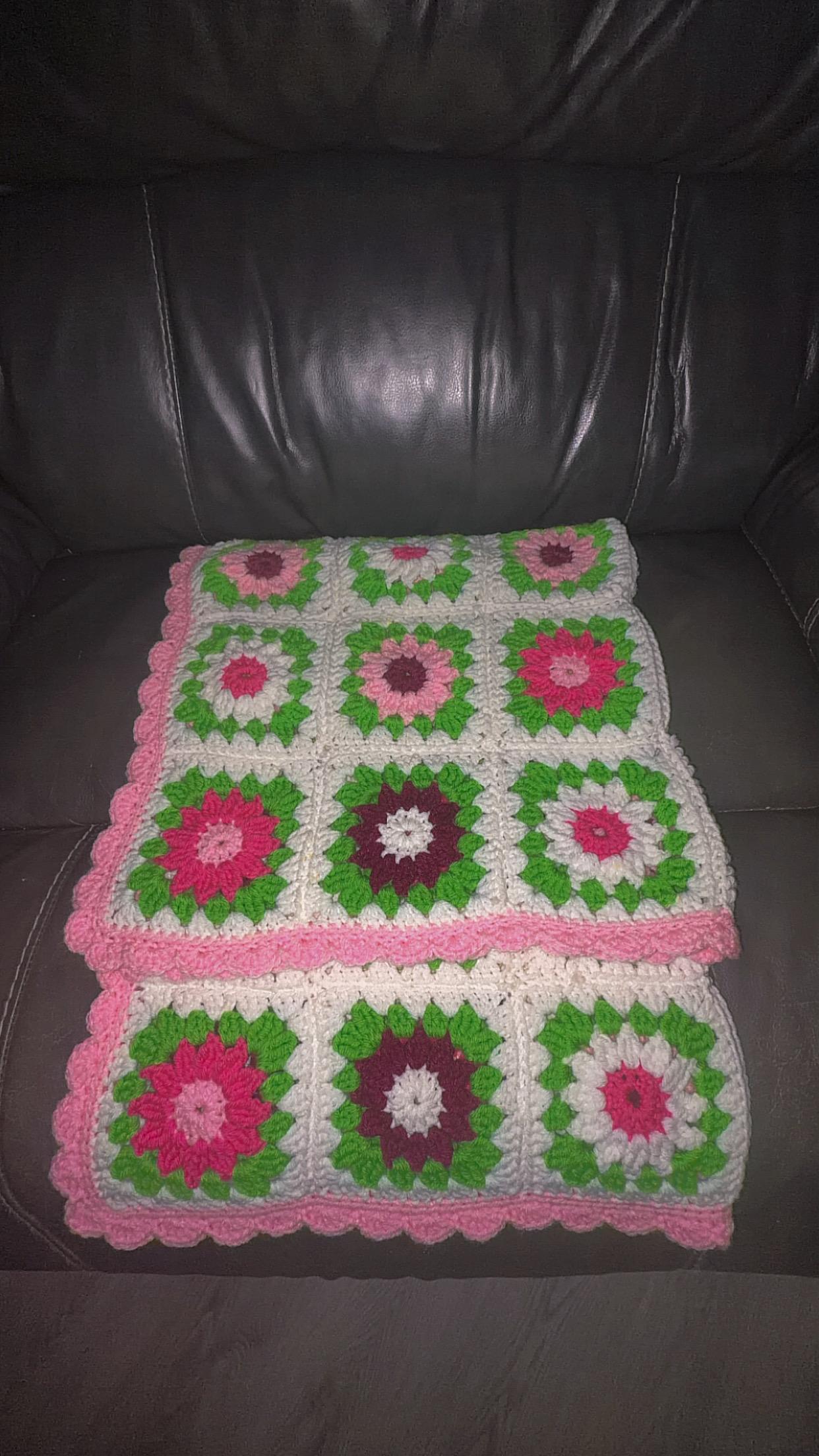 Handmade Floral Granny Square Throw Blanket thumbnail 2