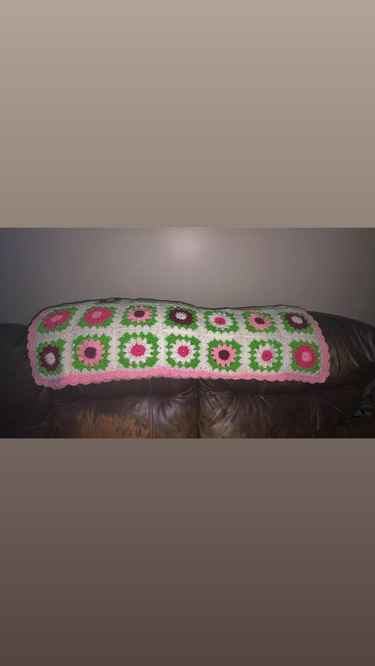 Handmade Floral Granny Square Throw Blanket