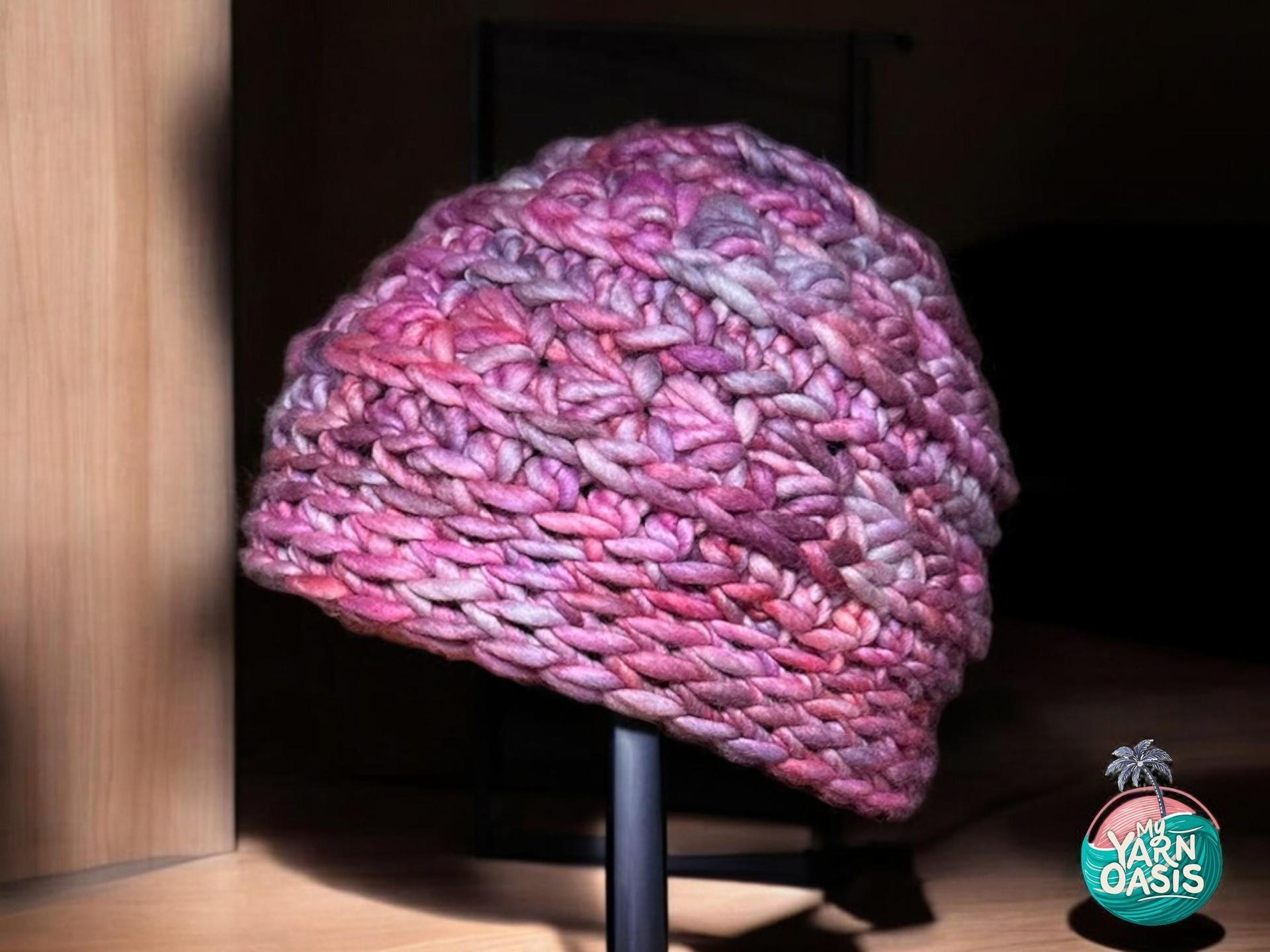 Hand-Crocheted Merino Wool Beanie, Malabrigo Designer Hat 100% Handmade thumbnail 6